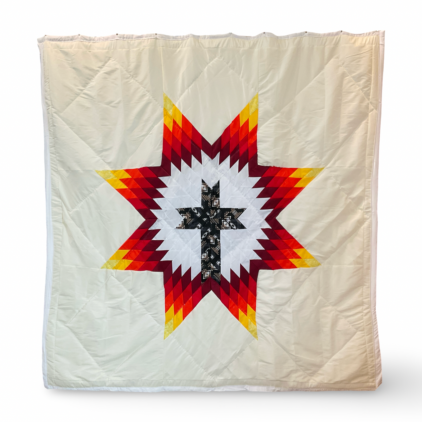 KHP Sunburst Cross Queen Cotton Star Quilt