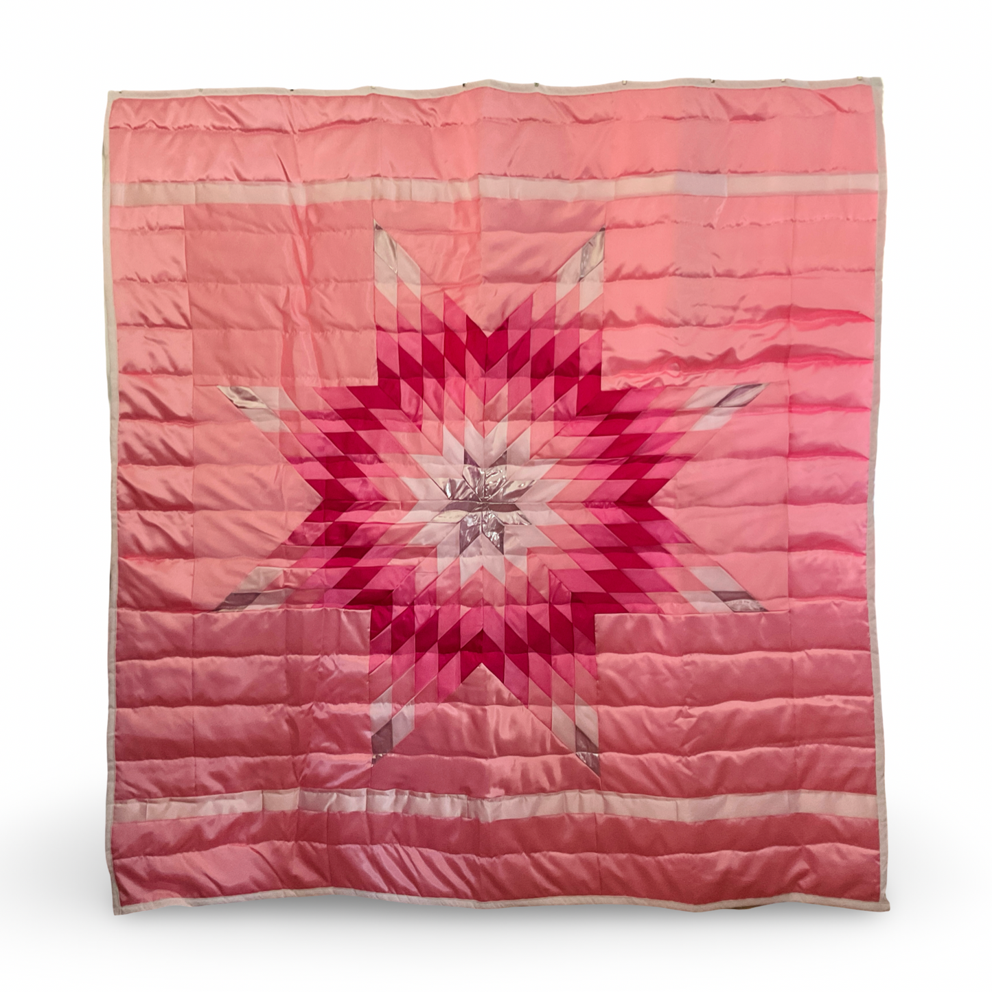 JBE Baby Pink Queen Satin Star Quilt