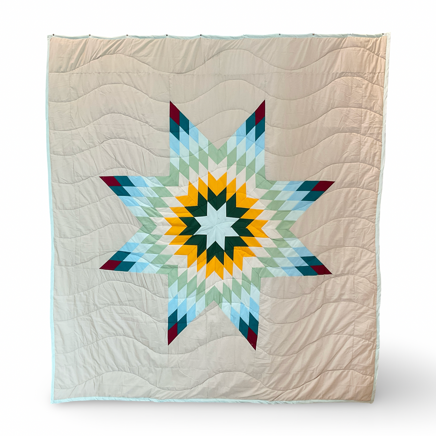 GF Green & Yellow Queen Star Quilt