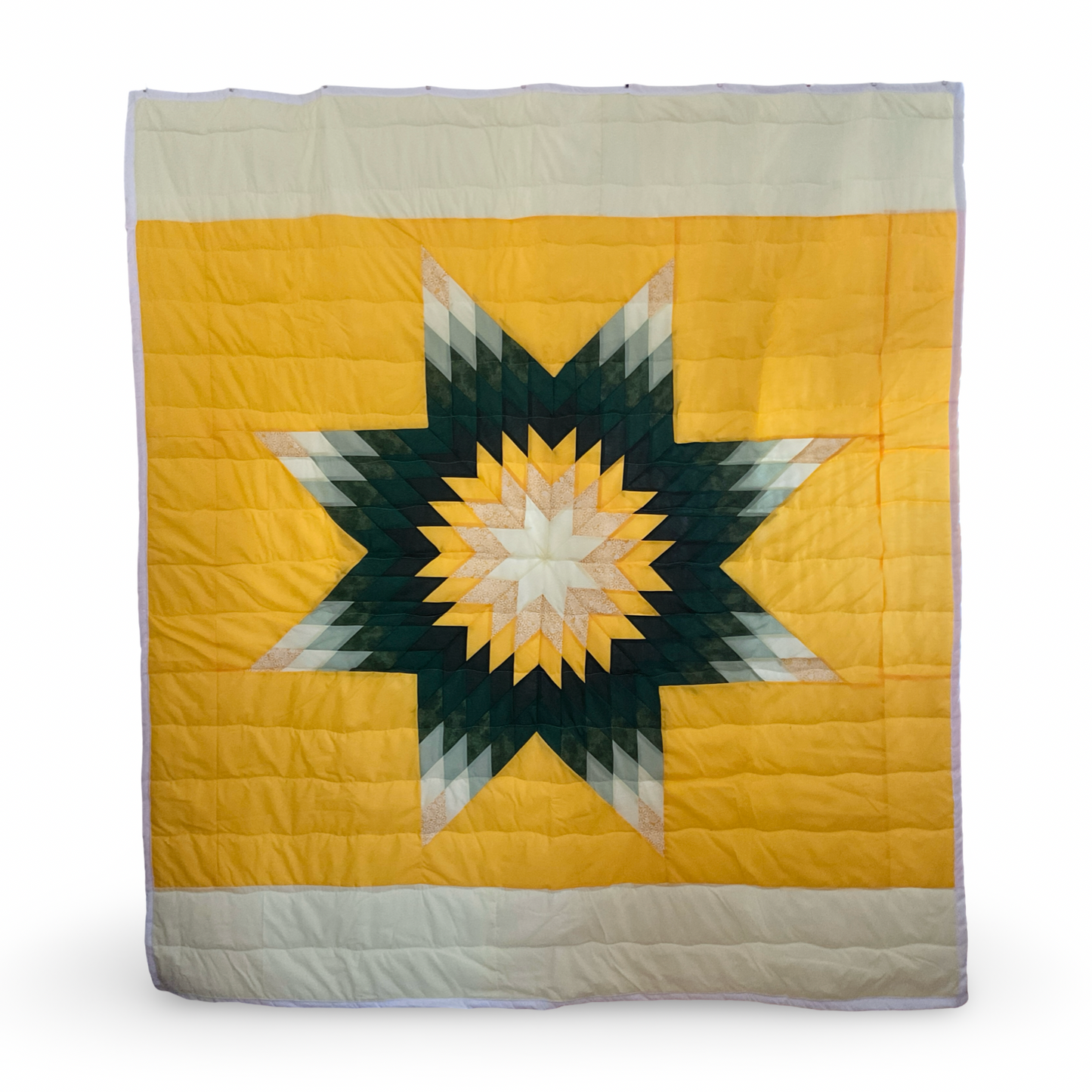 JBE Yellow/Green Queen Cotton Star Quilt