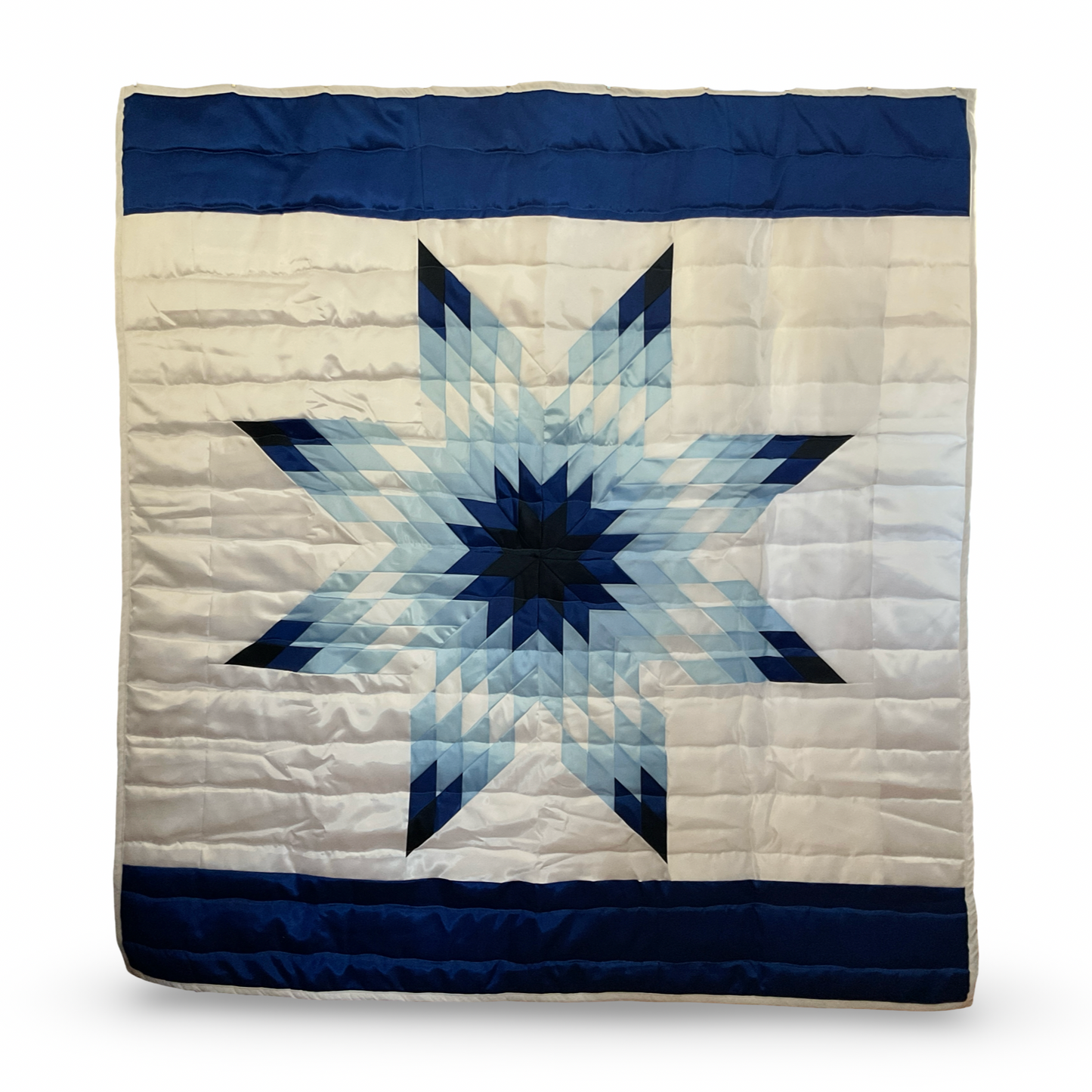JBE Blue/White Queen Satin Star Quilt