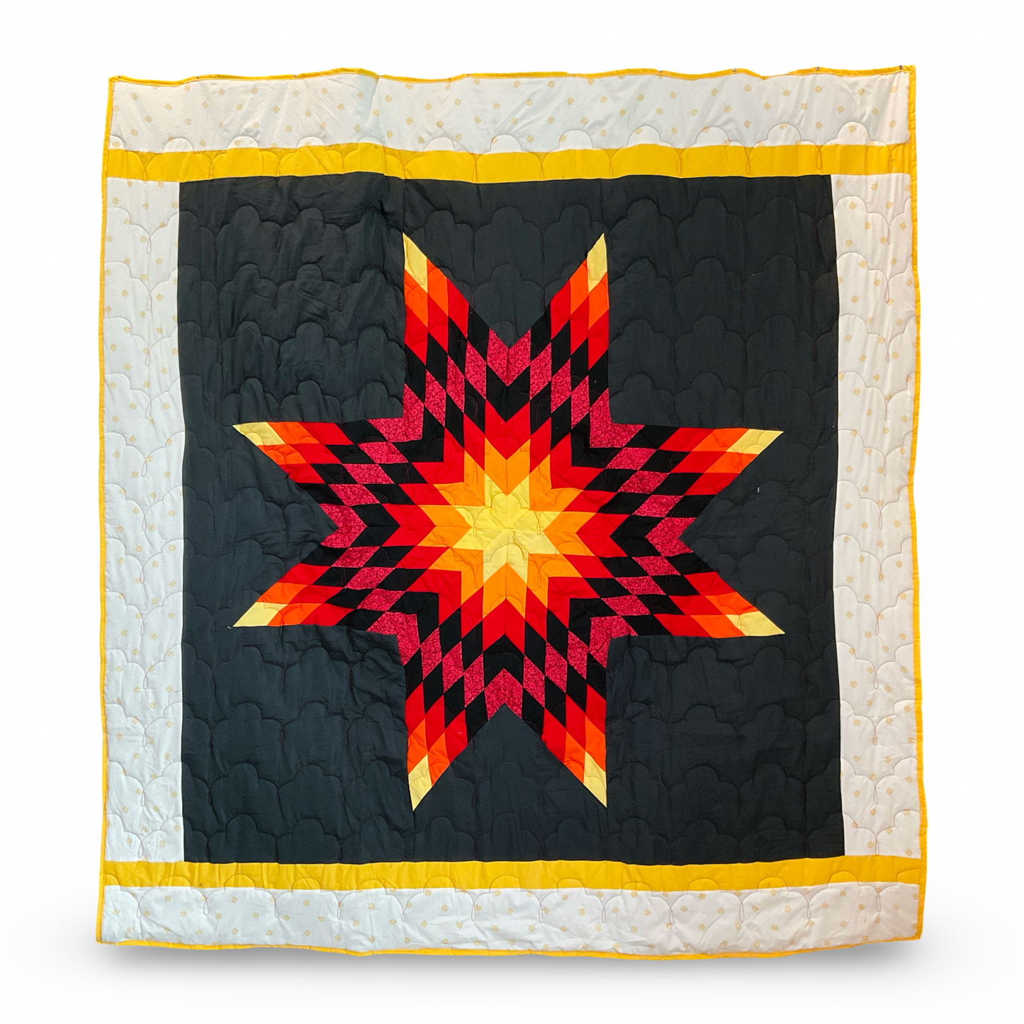 SC Floral Four Direction Full Cotton Star Quilt