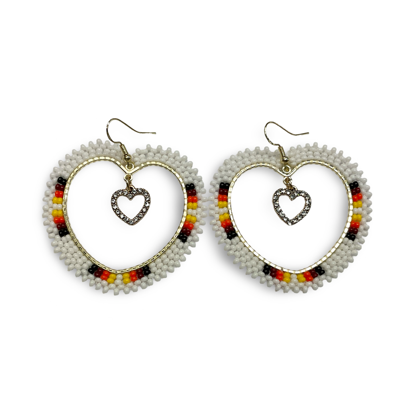 SBE Beaded Heart Hoop Earrings