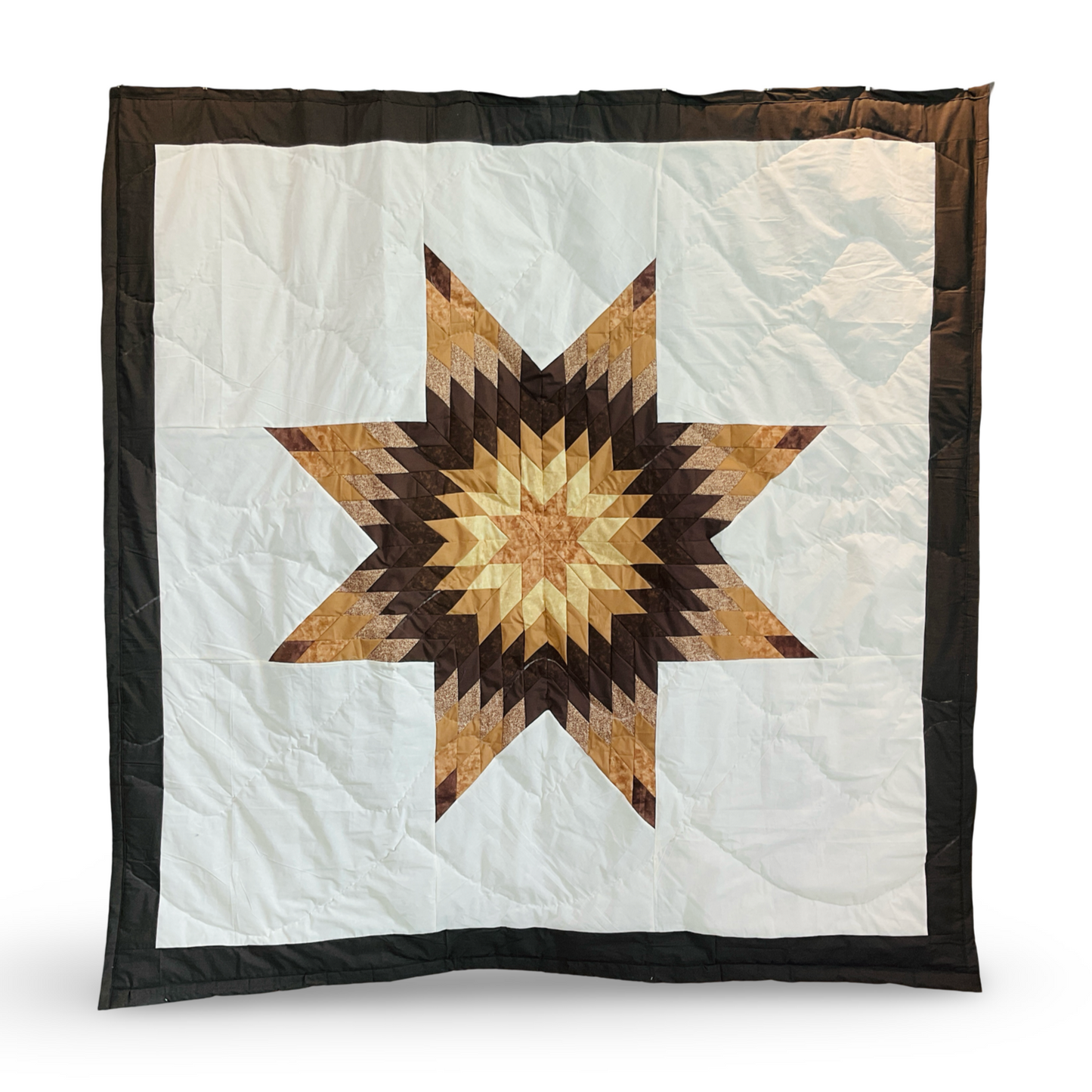 KHP Brown/White Queen Star Quilt