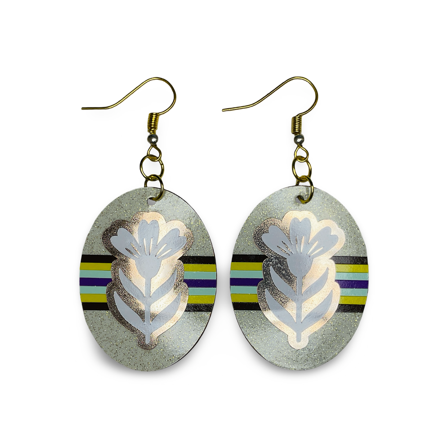 WW Large Oval Vinyl on Metal Earrings