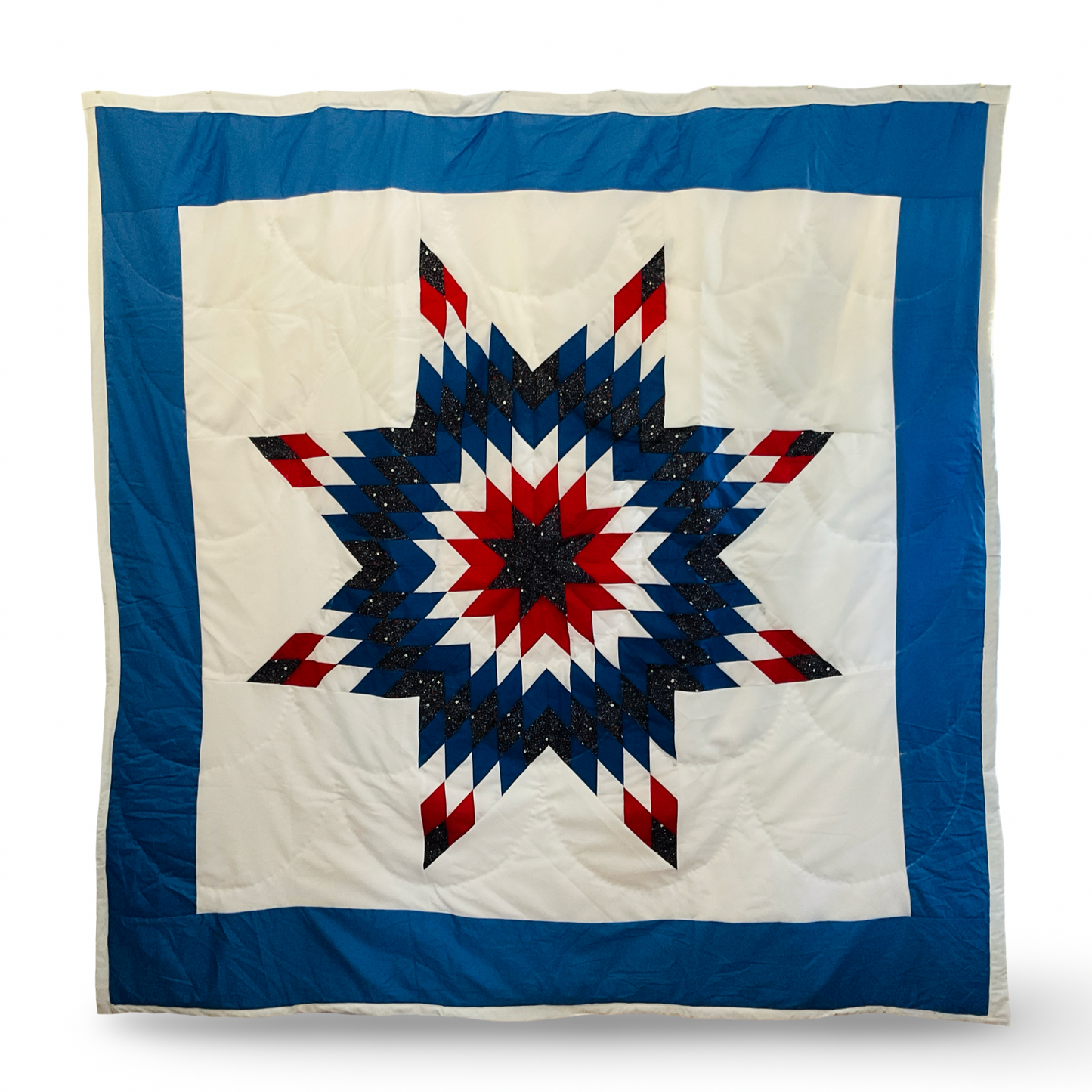 LB Red & Blue Stars Cotton Queen Star Quilt