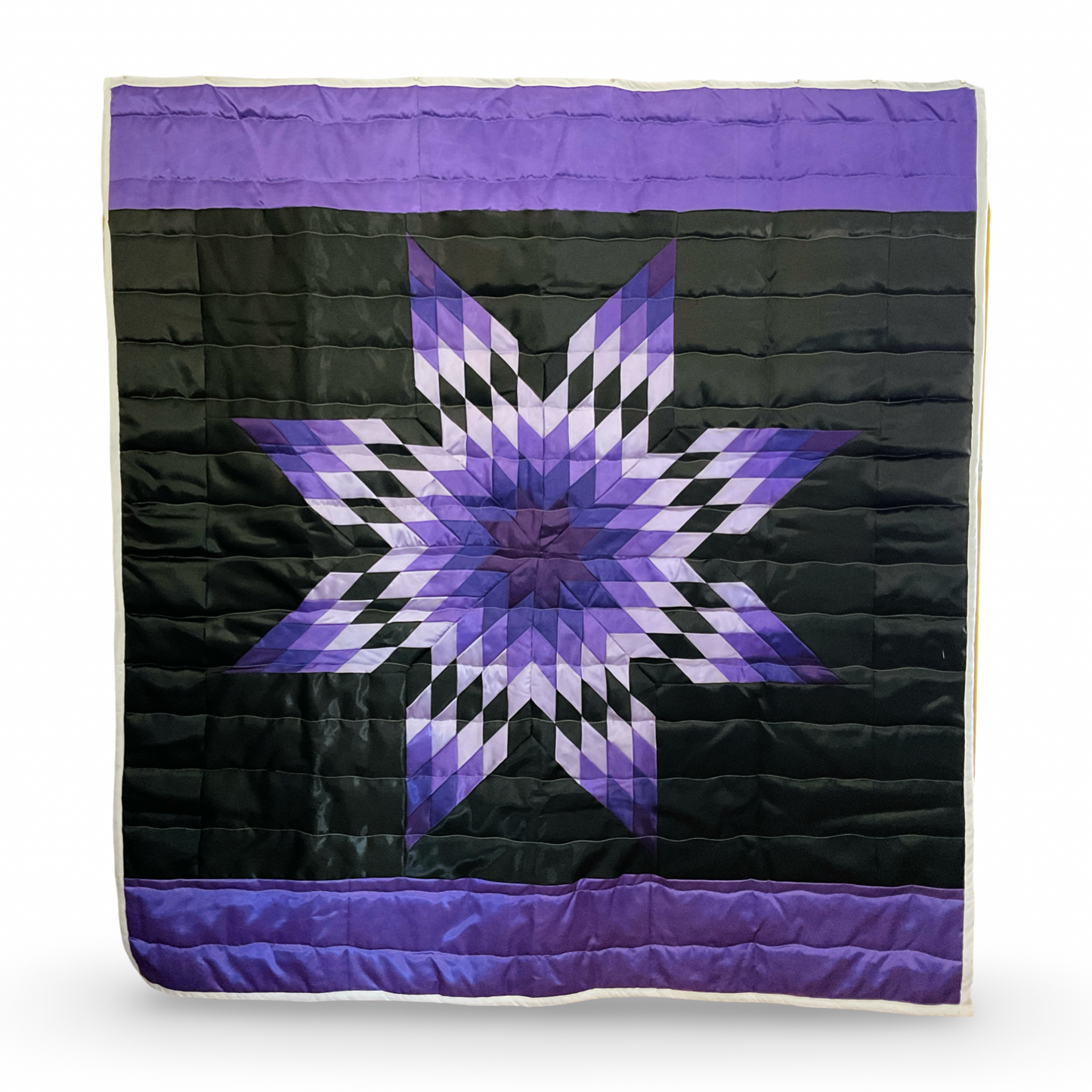 JBE Black/Purple Queen Satin Star Quilt