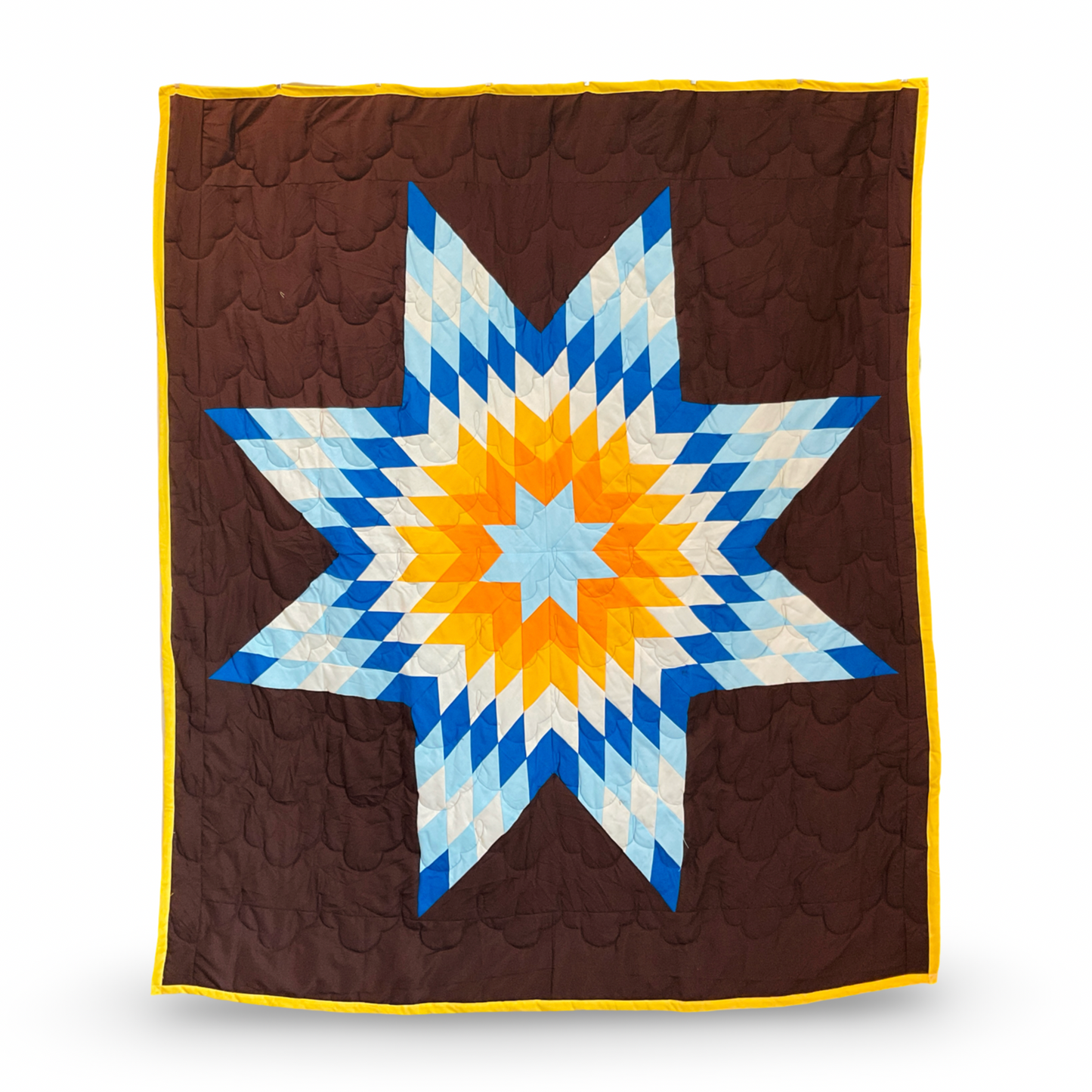 GF Brown & Blue Twin Cotton Star Quilt