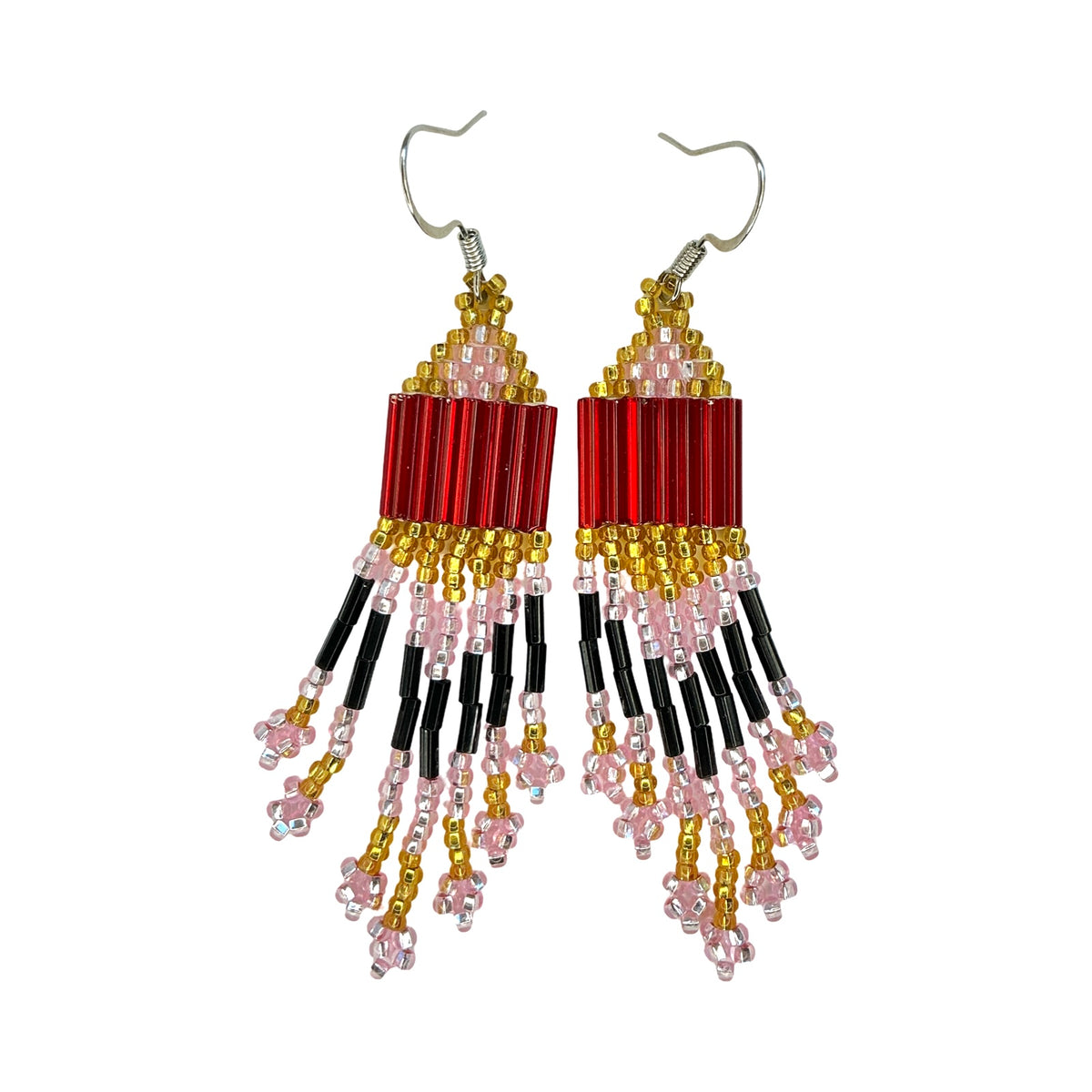 CWT Flat Peyote Stitch Fringe Beaded Earrings