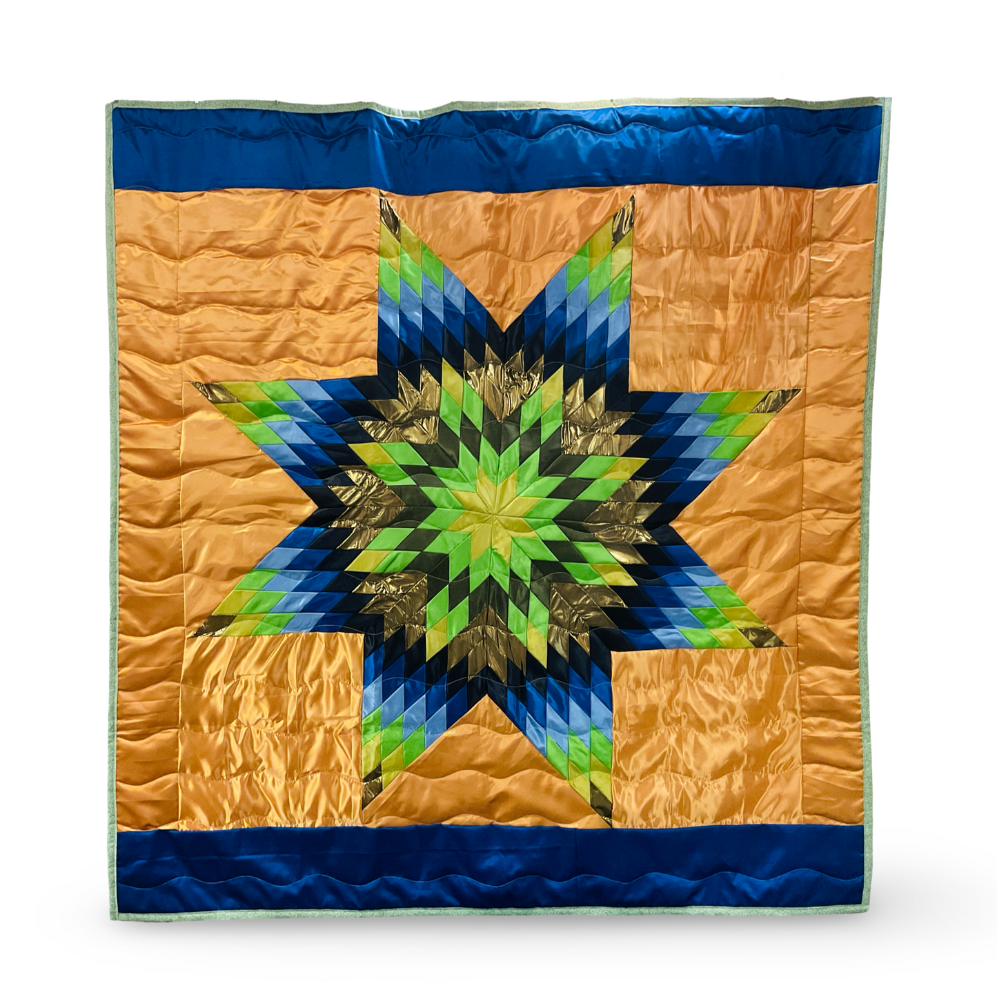 KIC Orange/Green Satin Star Quilt