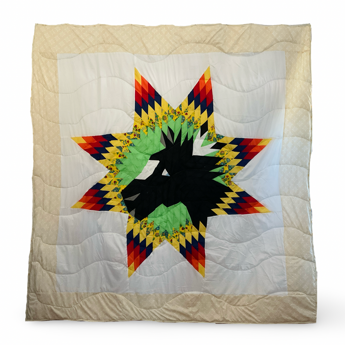 SC Blue Eye Horse Cotton Queen Star Quilt