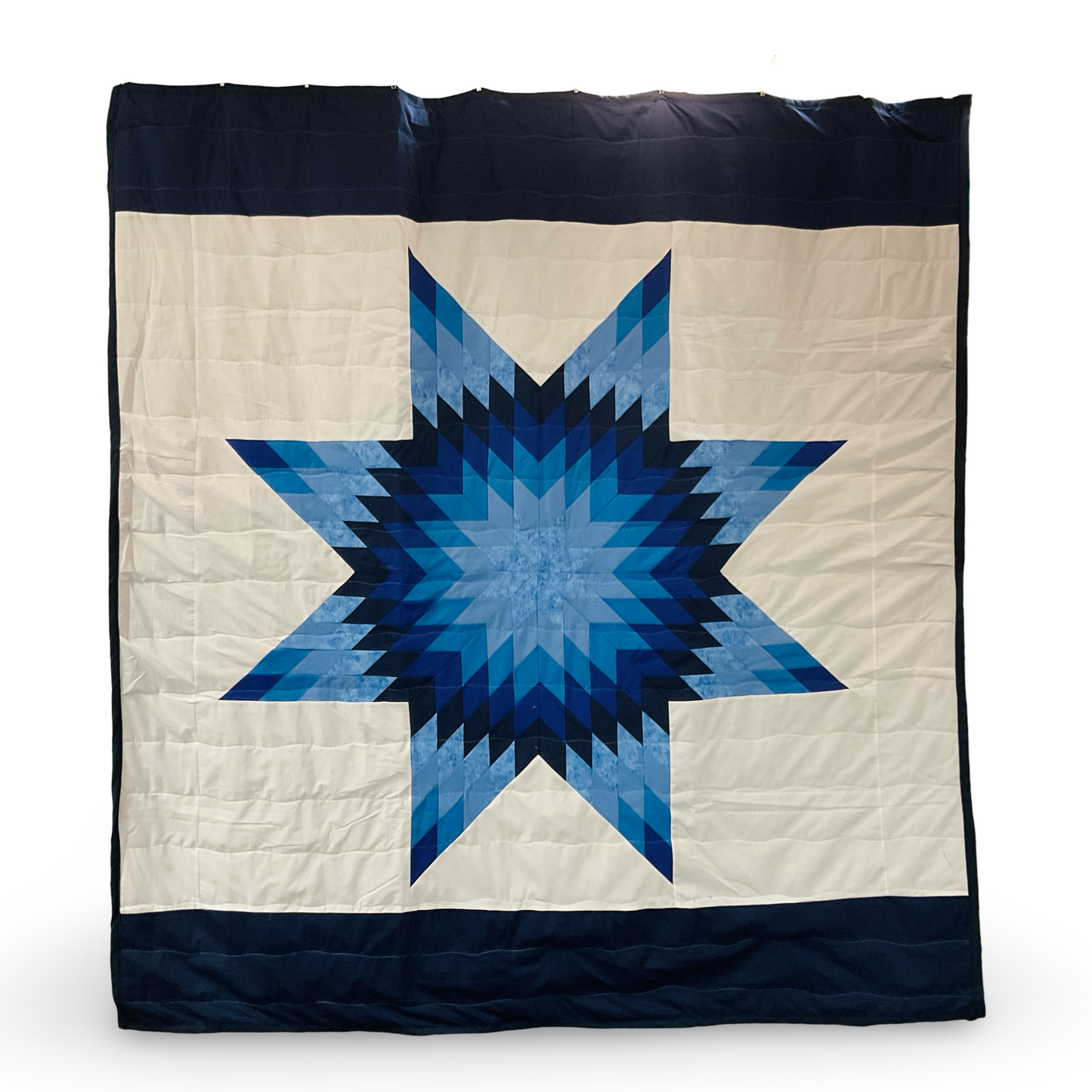 JBE White/Light Blue Queen Star Quilt