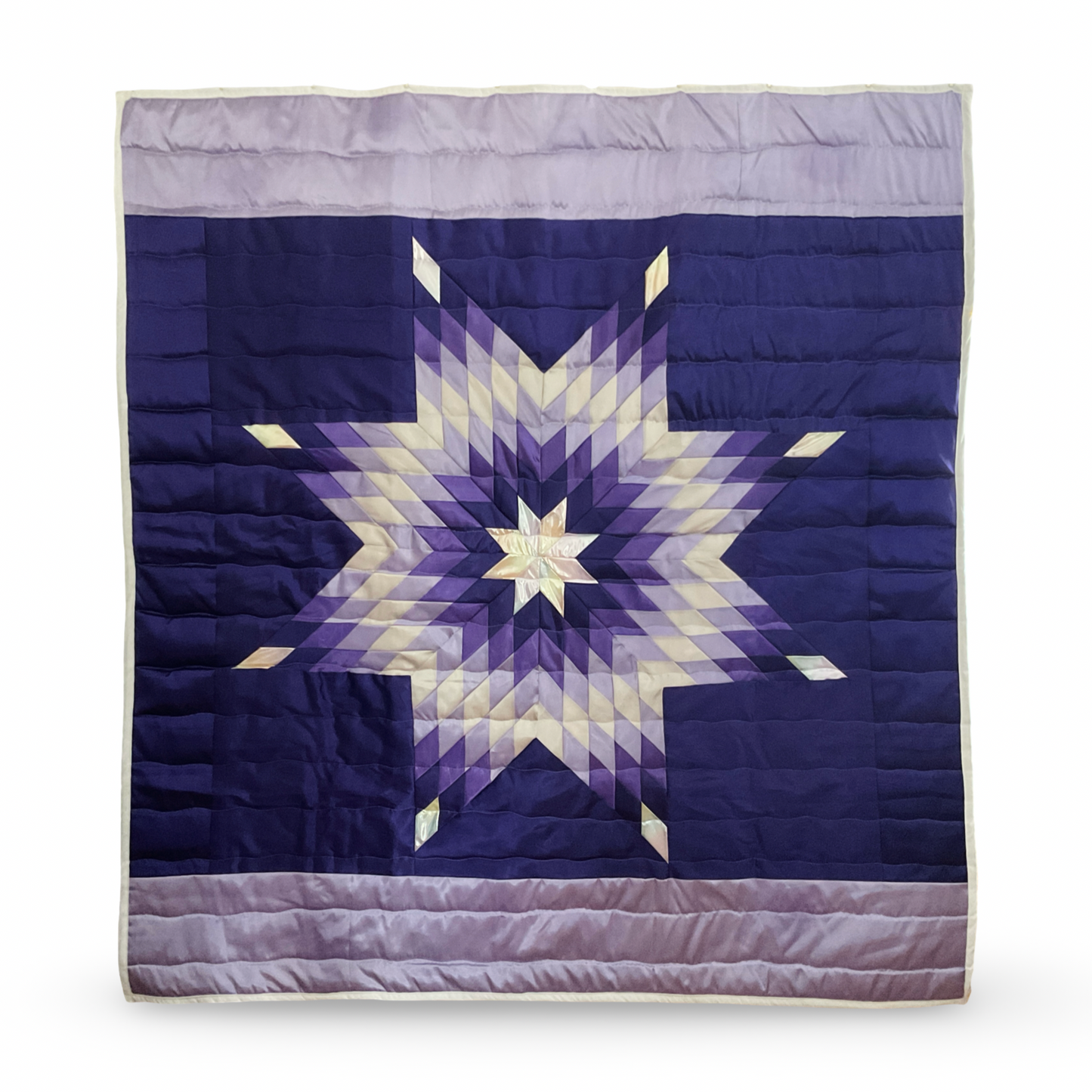 JBE Lilac/Royal Purple Queen Satin Star Quilt