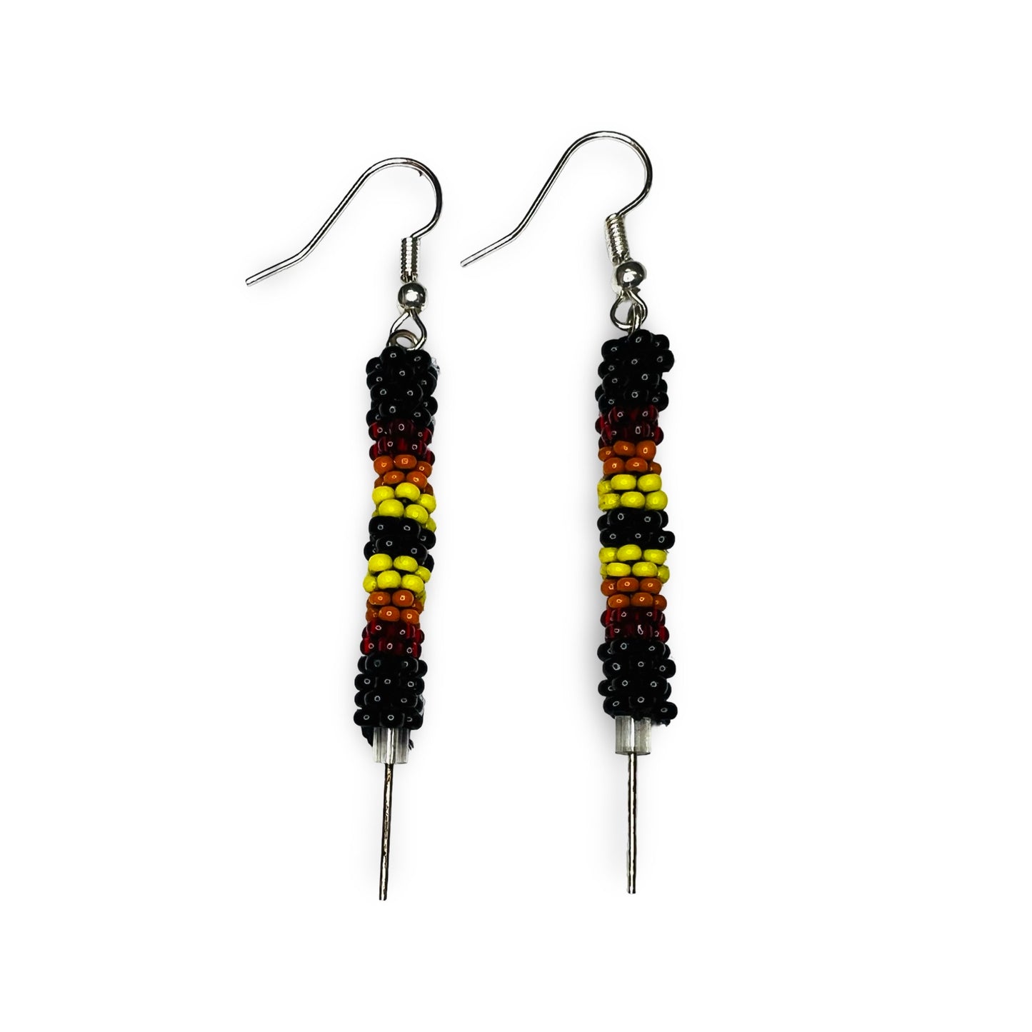 TB Black Sunburst Beaded Earrings