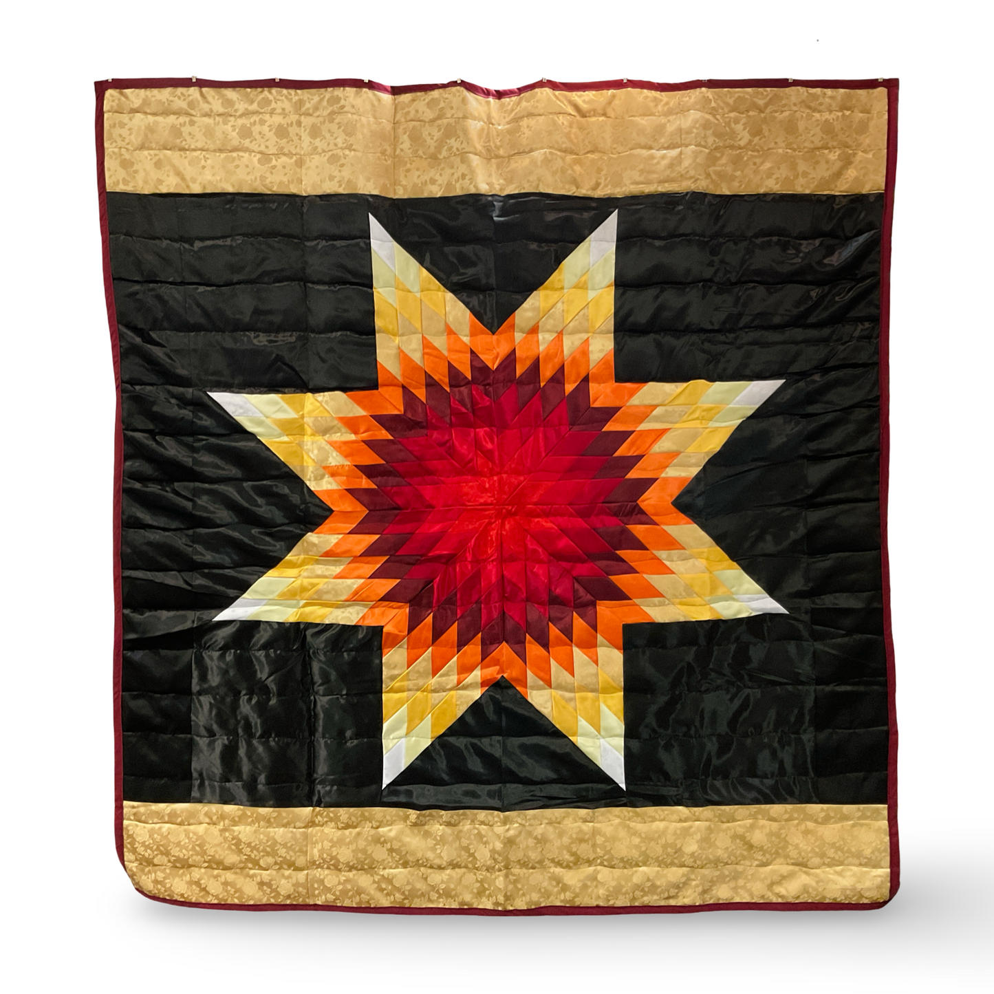 JBE Floral Sunburst Satin Queen Star Quilt