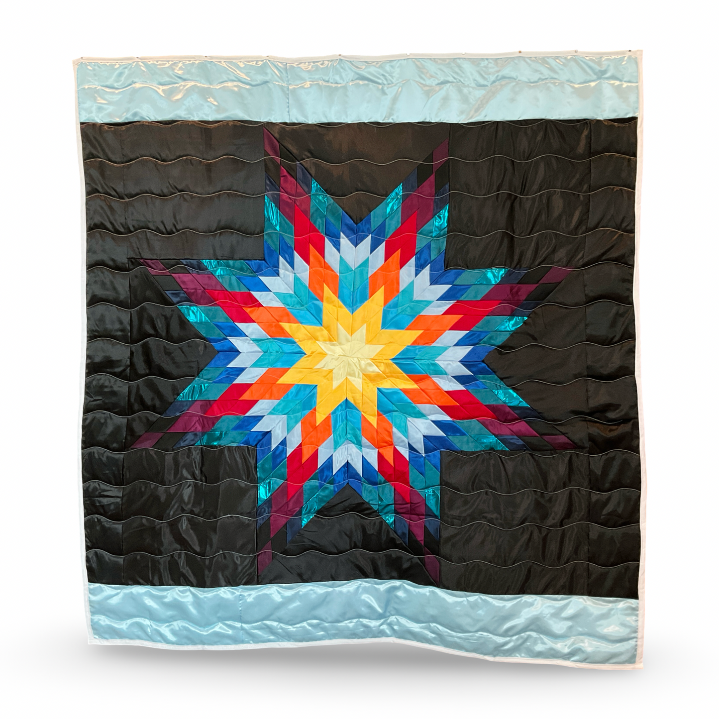 KIC Yellow & Maroon Queen Satin Star Quilt