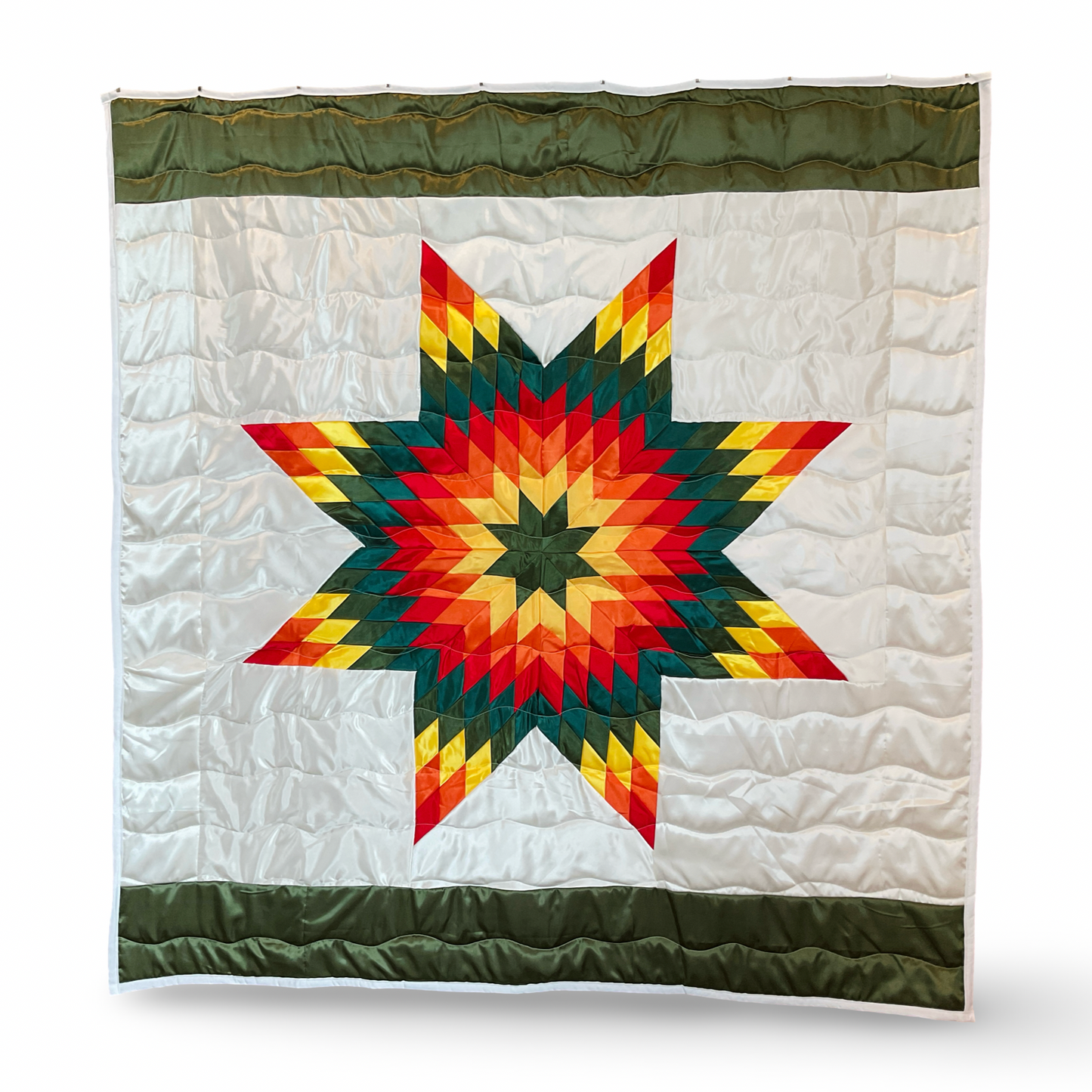 KIC Green & Emerald Queen Satin Star Quilt