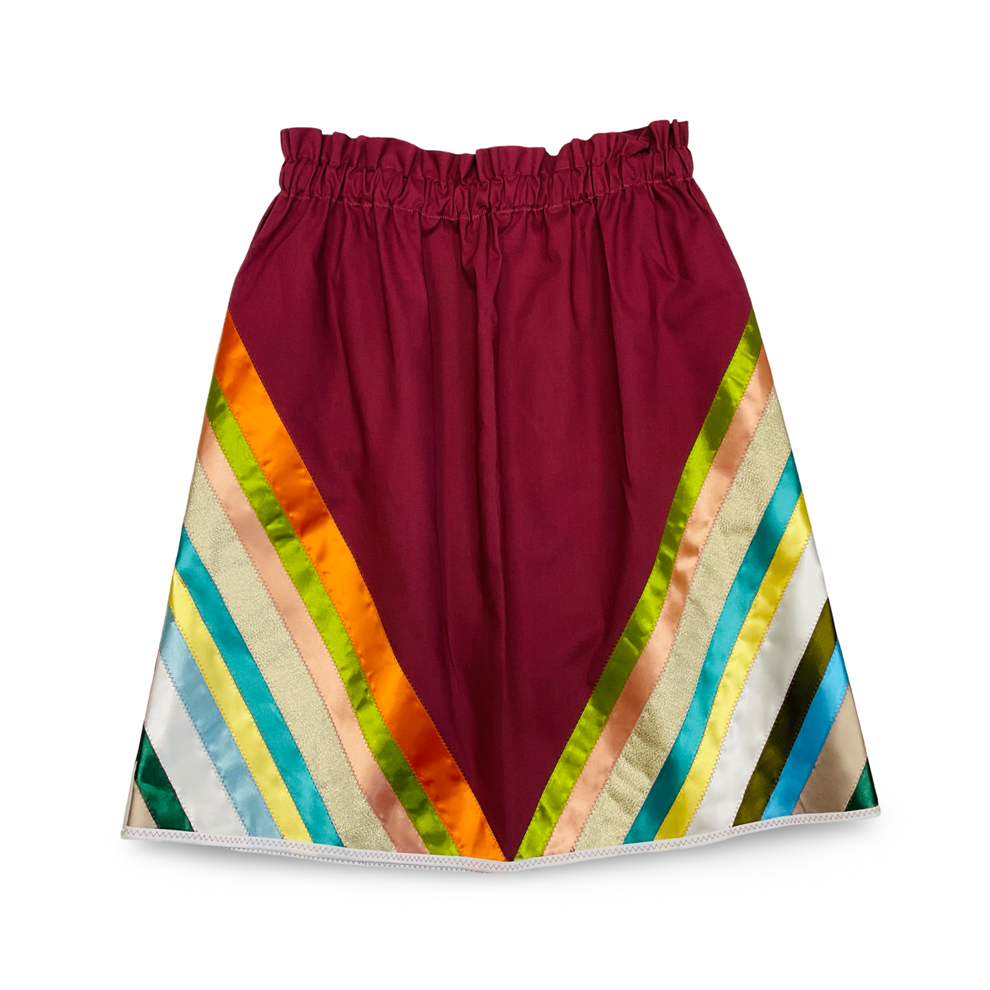 WW Maroon Multi Ribbon Skirt w/Pockets M/XL