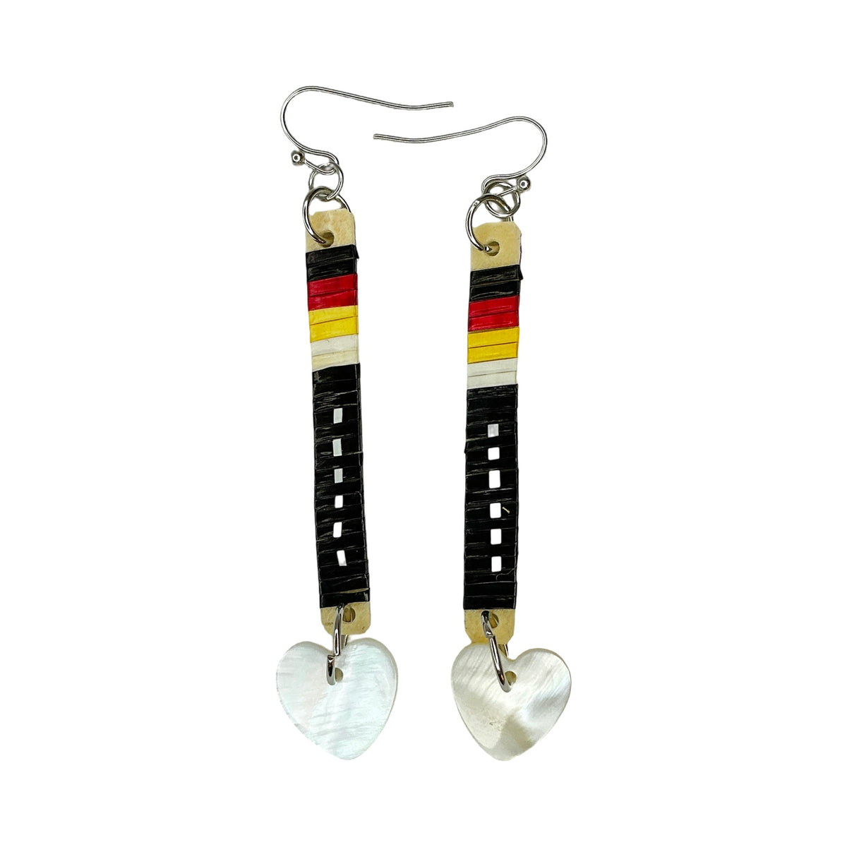 CRC Slat Heart Abalone Quill Earrings