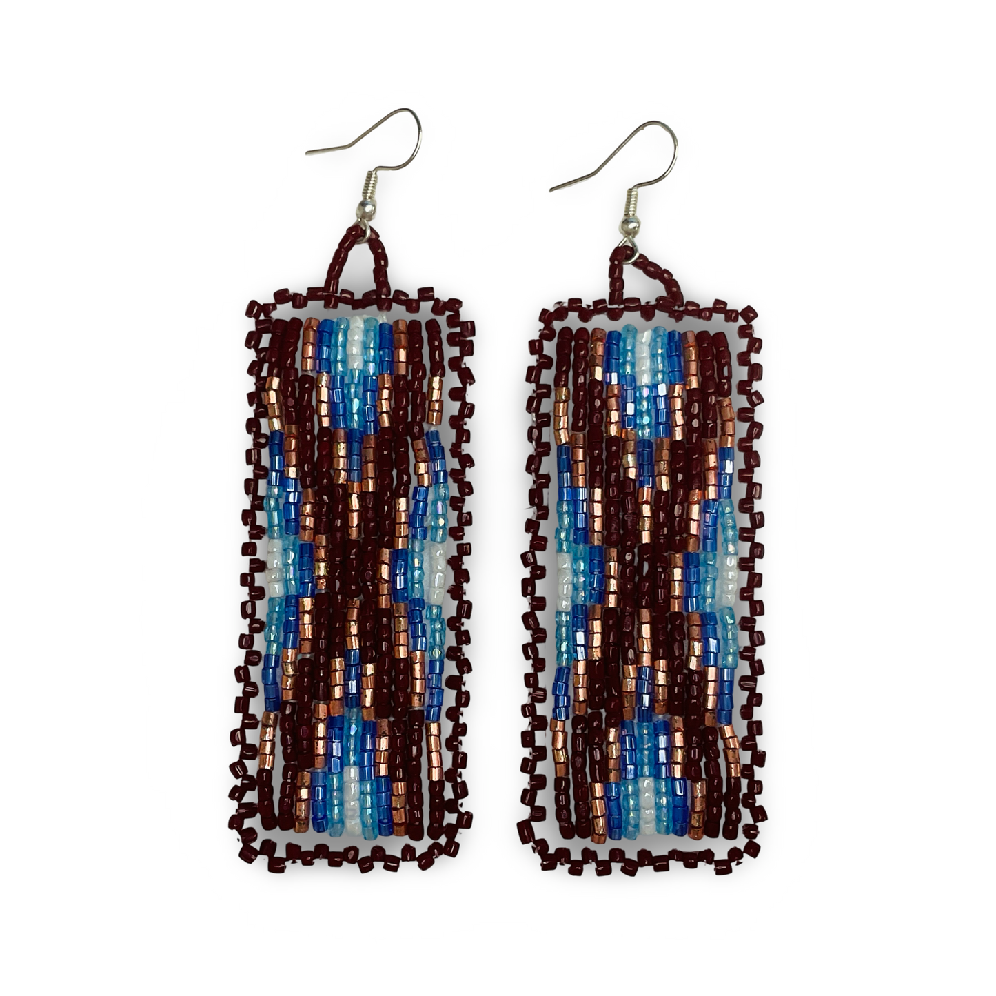 DYD 3" Brown & Blue Beaded Earrings
