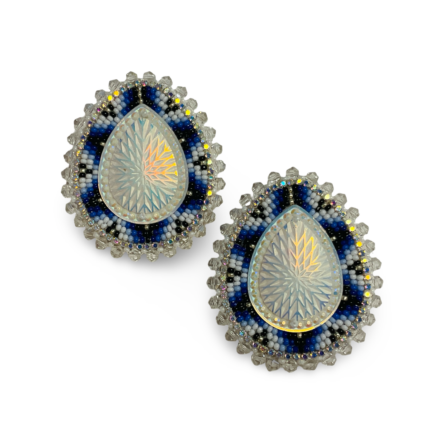 BBB Blue Star Design Beaded Earrings