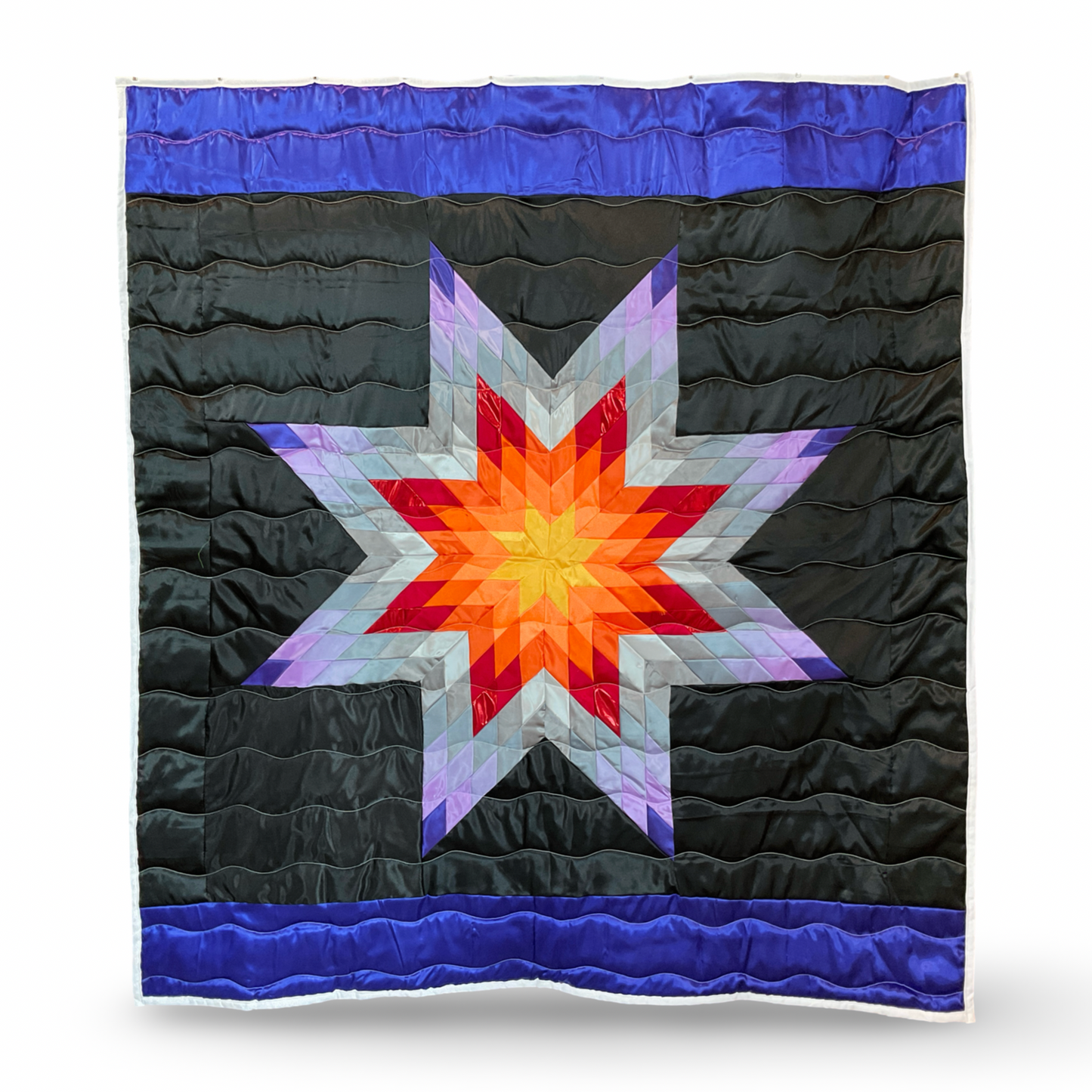 KIC Yellow & Purple Queen Satin Star Quilt