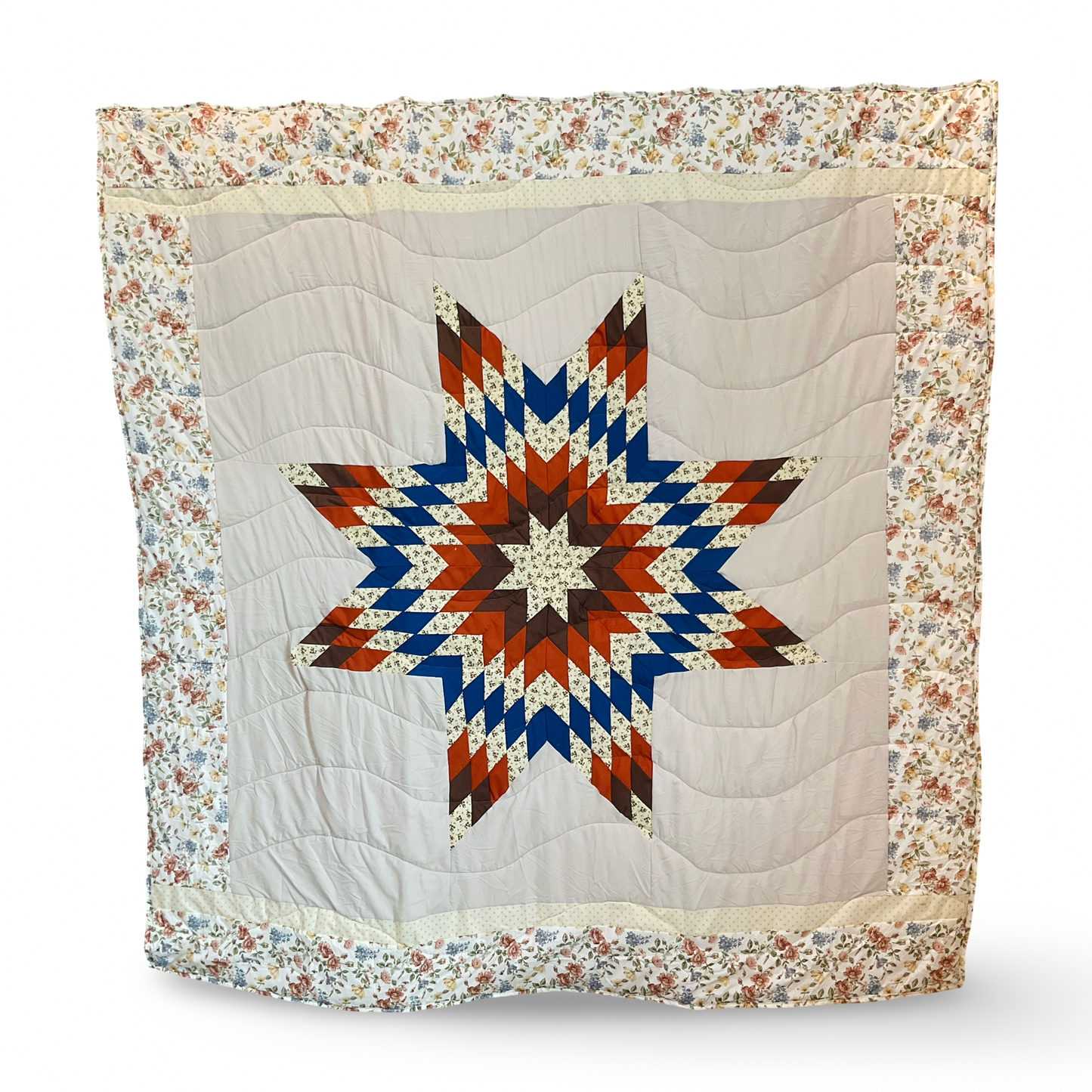 SC Rustic Floral Queen Cotton Star Quilt