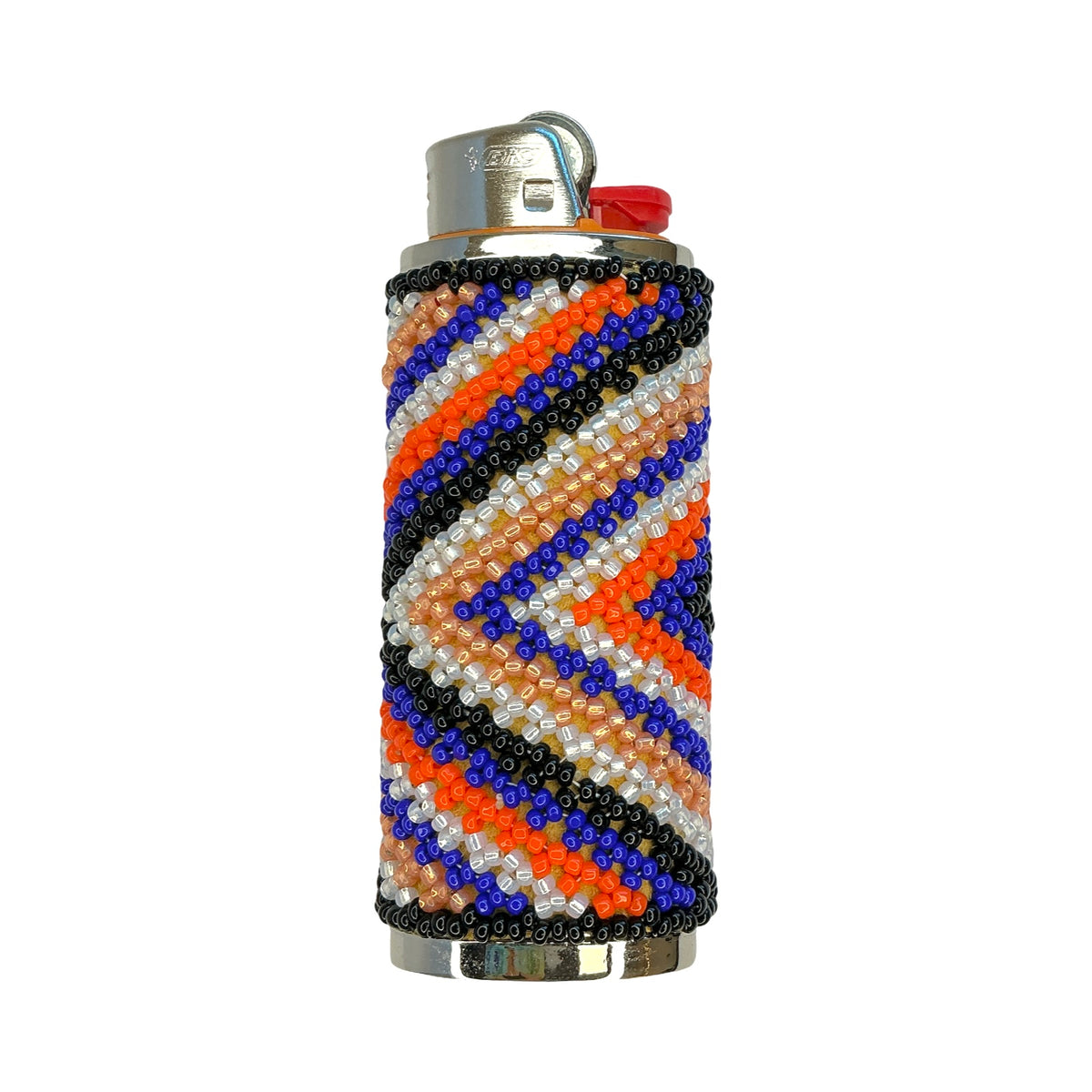 LZ Orange & Light Blue Beaded Lighter Case
