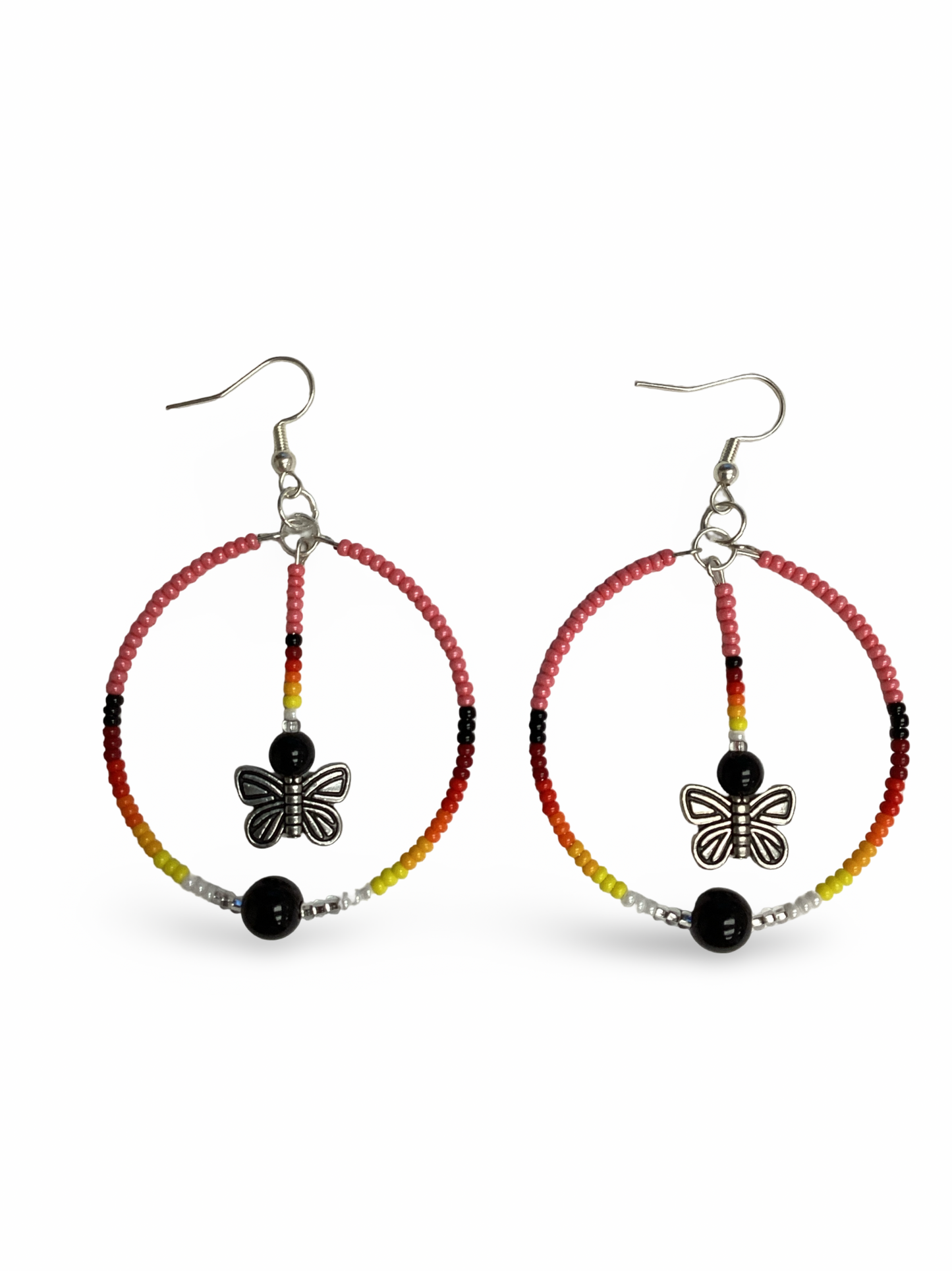 RBE Beaded Hoop w/ Butterfly Earrings