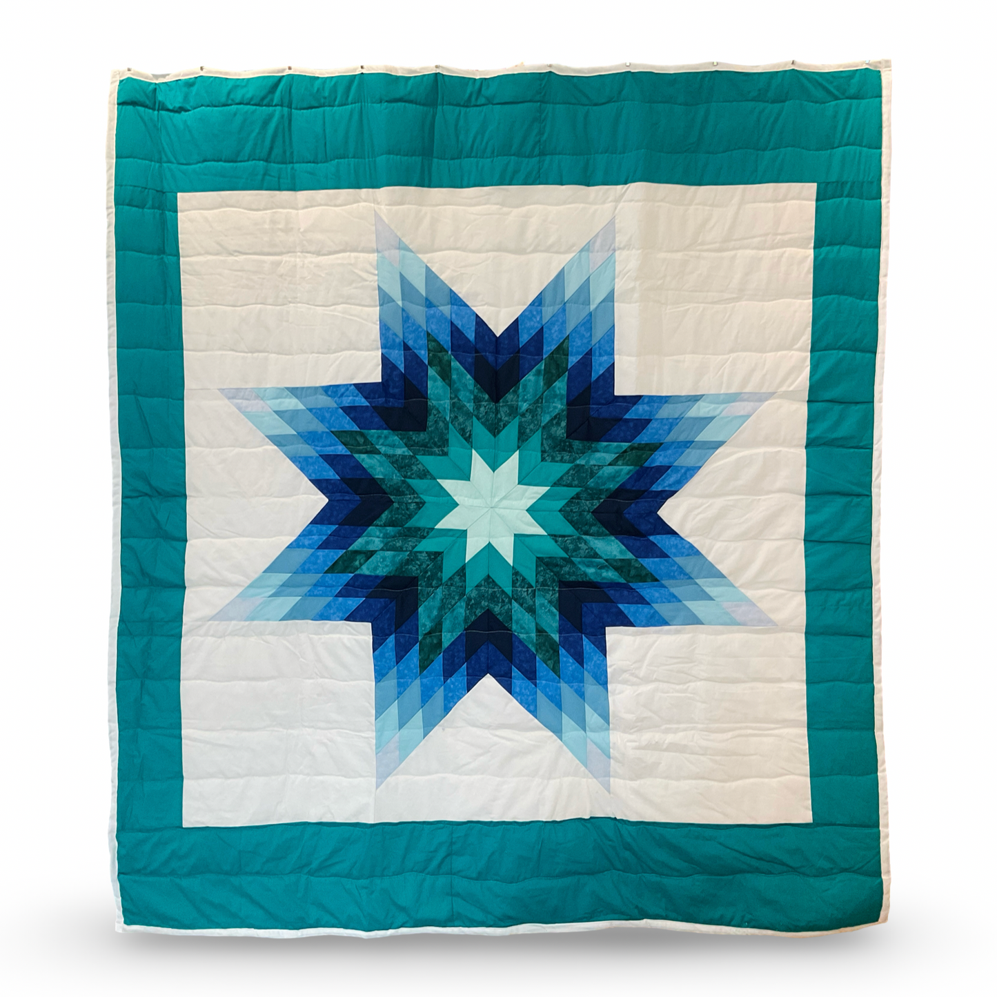 JBE Teal & Blue Queen Cotton Star Quilt