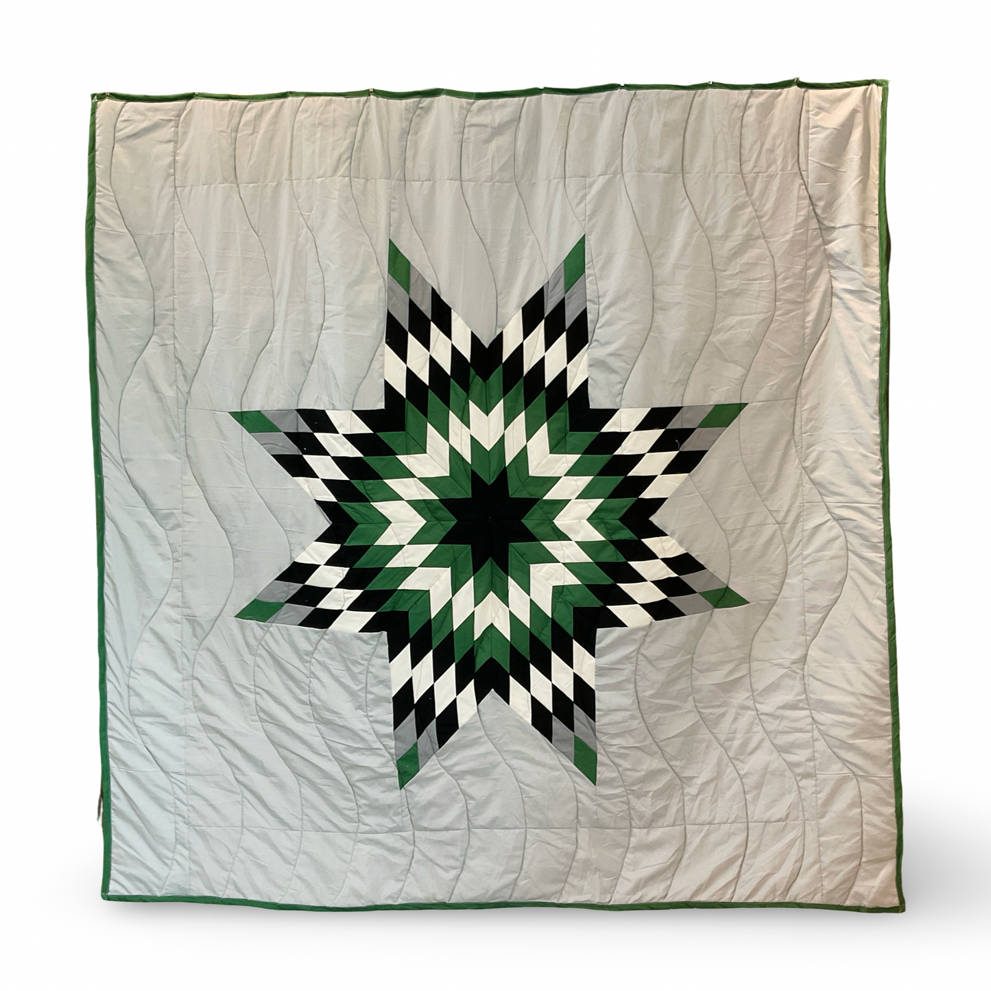 GF Green & Black Queen Star Quilt