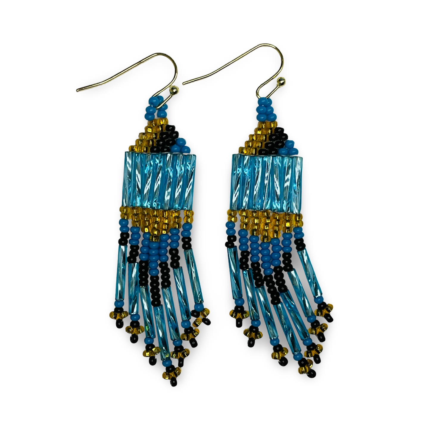 DR Blue/Gold Fringe Earrings