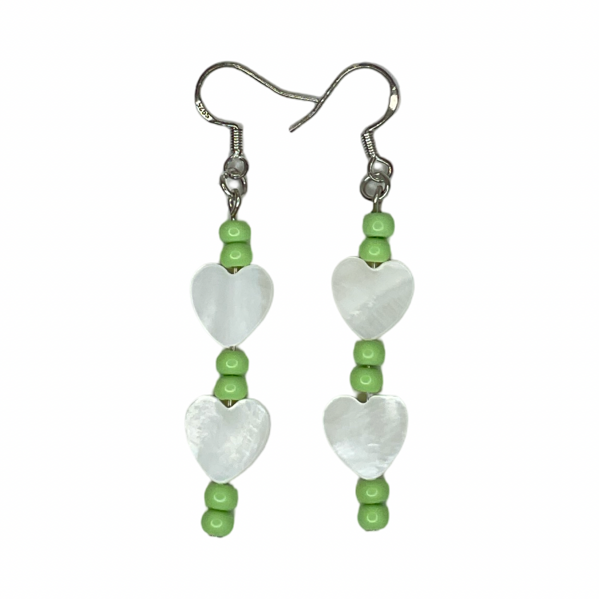 TEB Mini Abalone Heart & Bead Earrings