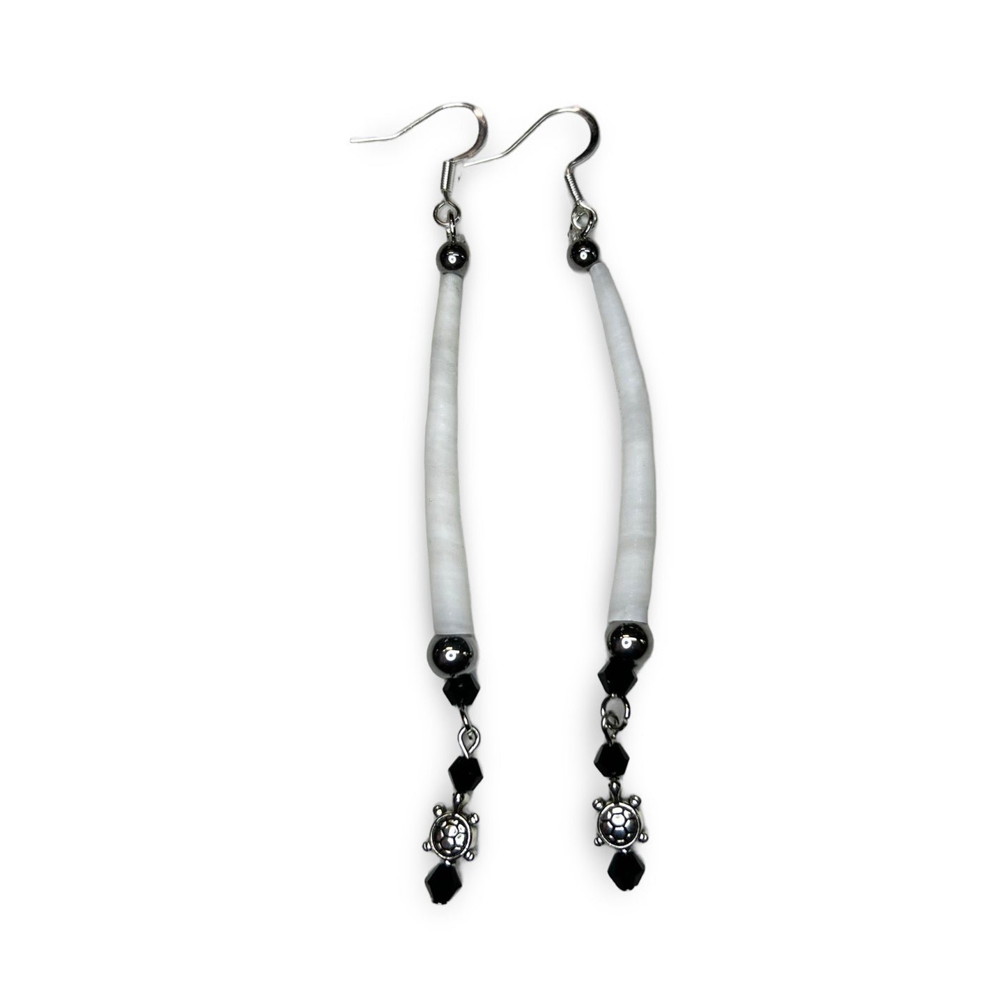 MH Single Dentalium Turtle Earrings