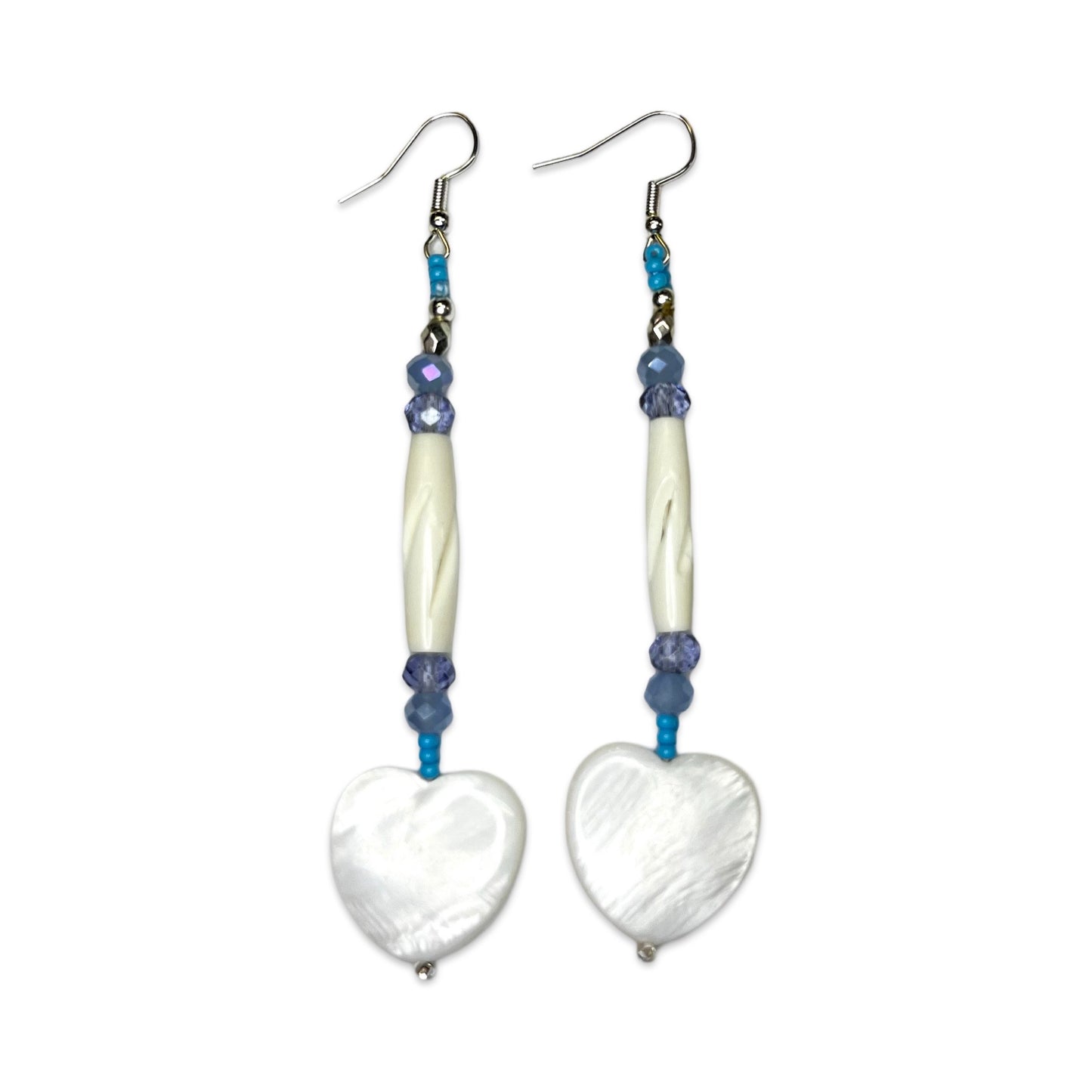 BEC Nacre Heart Imitation Hollow Bone Earrings