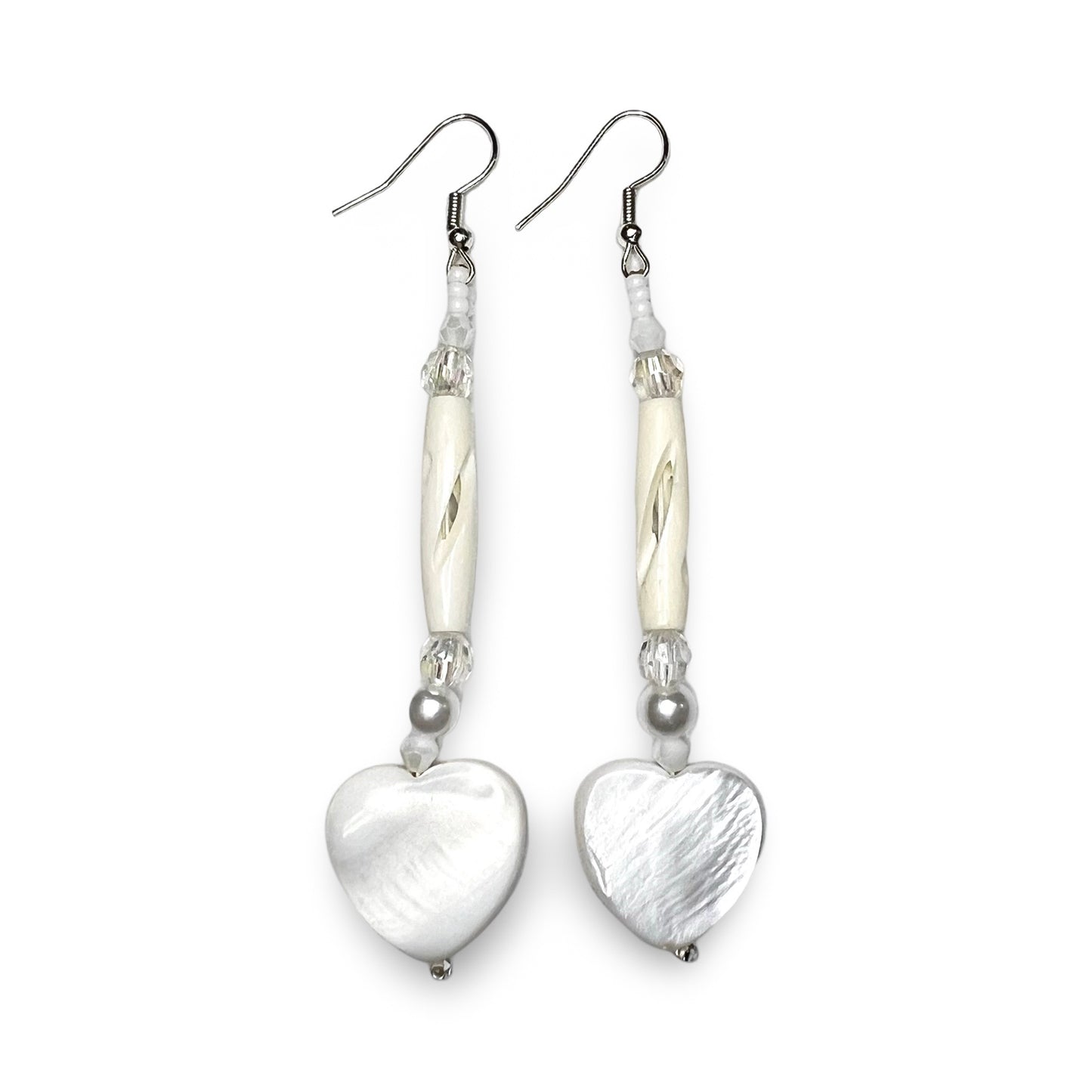 BEC Nacre Heart Imitation Hollow Bone Earrings