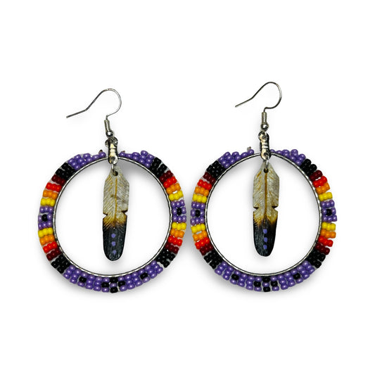 DYH 2" Feather & Bead Earrings