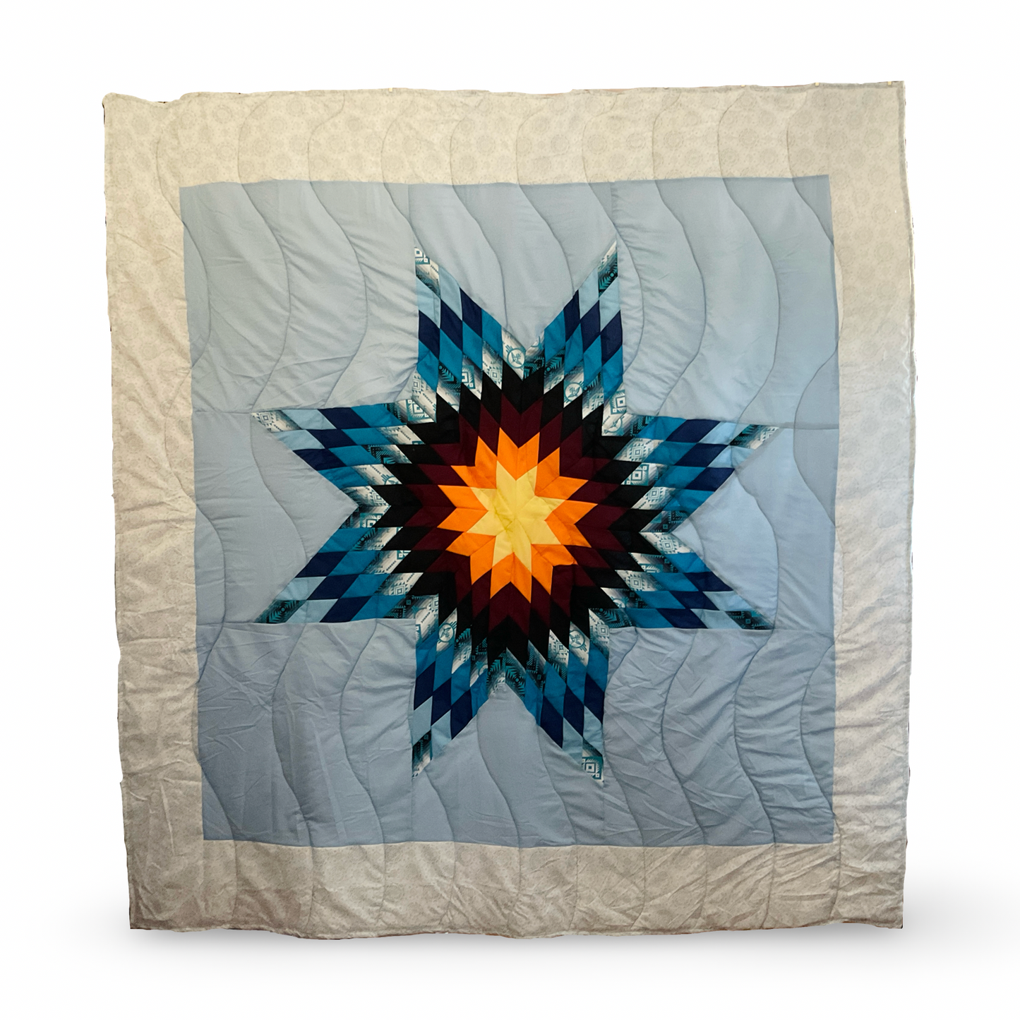 SC Maroon & Blue Geo Cotton Full Star Quilt