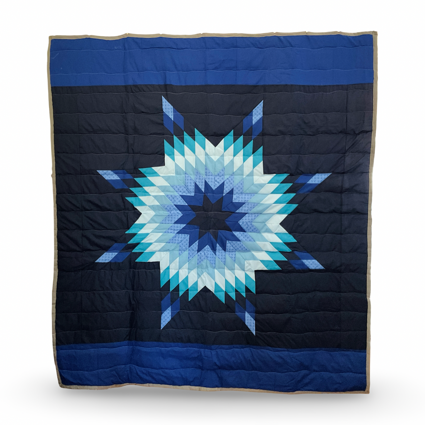 JBE Navy/Royal Blue Queen Cotton Star Quilt