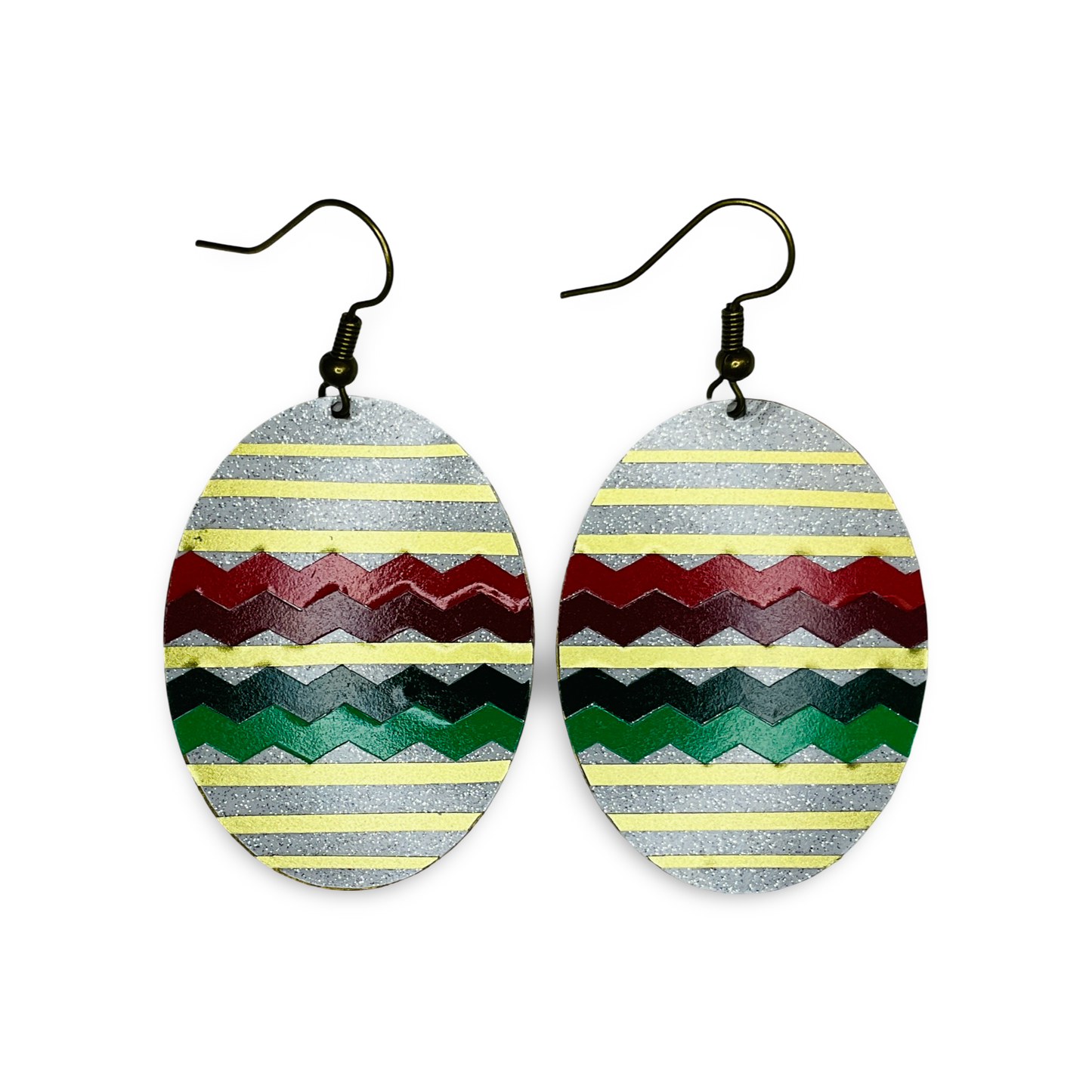 WW Large Oval Vinyl on Metal Earrings