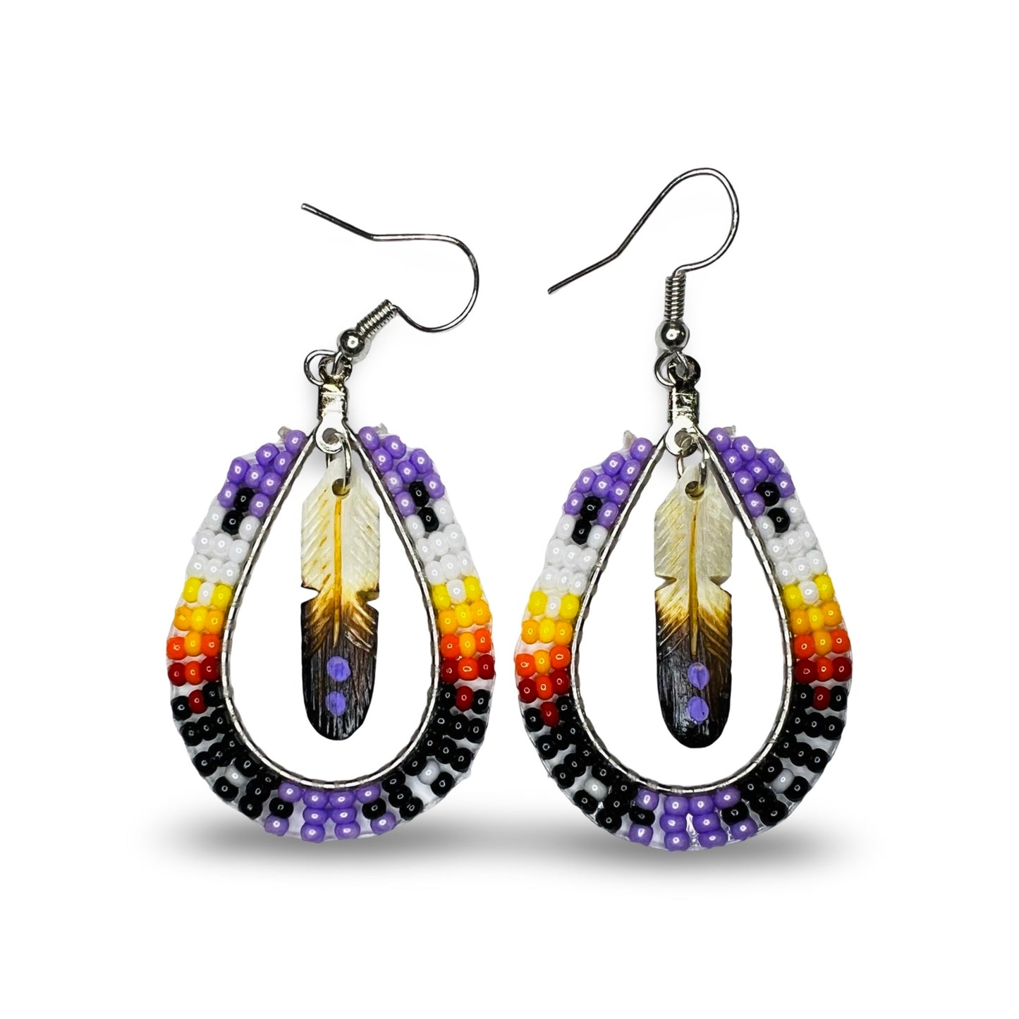 DYH Teardrop w/ Feather Earrings