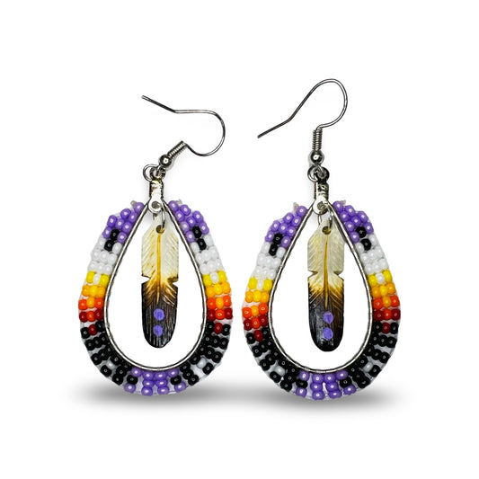 DYH Teardrop w/ Feather Earrings