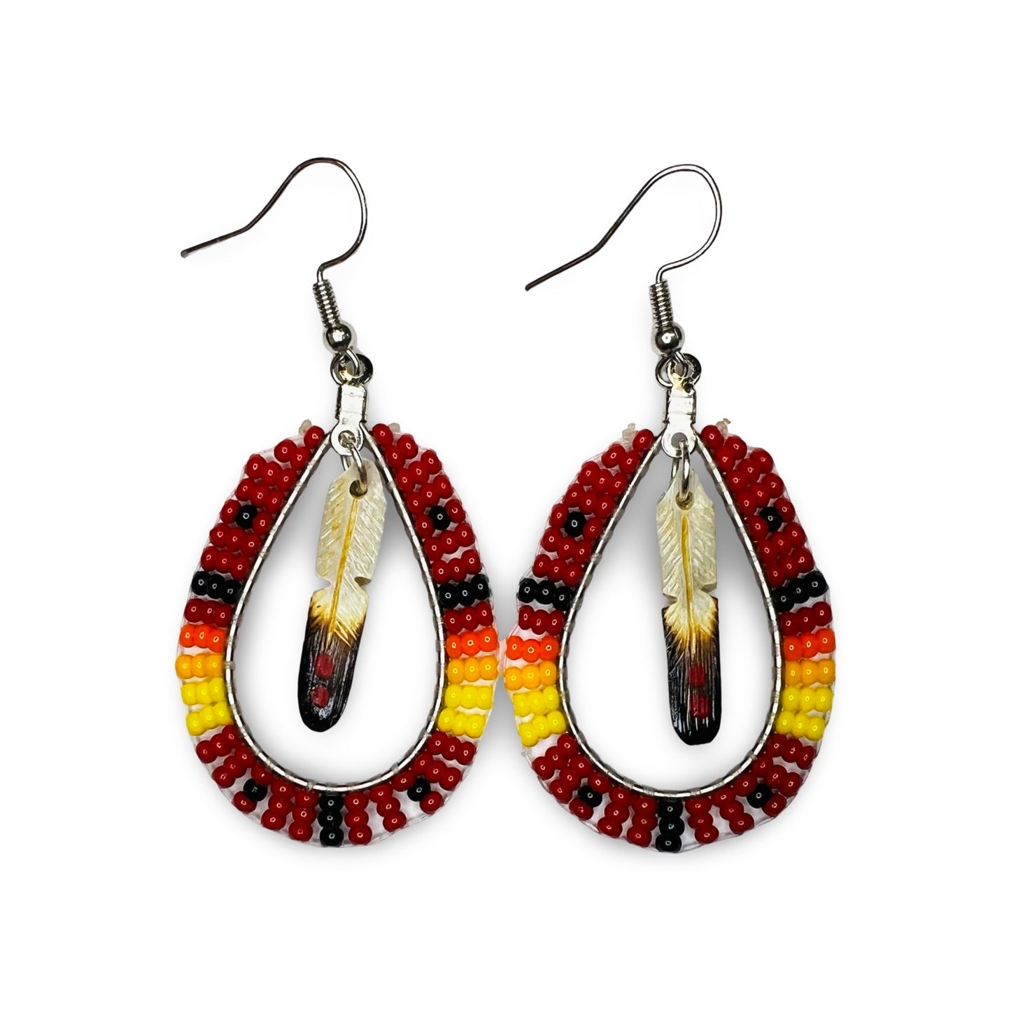 DYH Teardrop w/ Feather Earrings