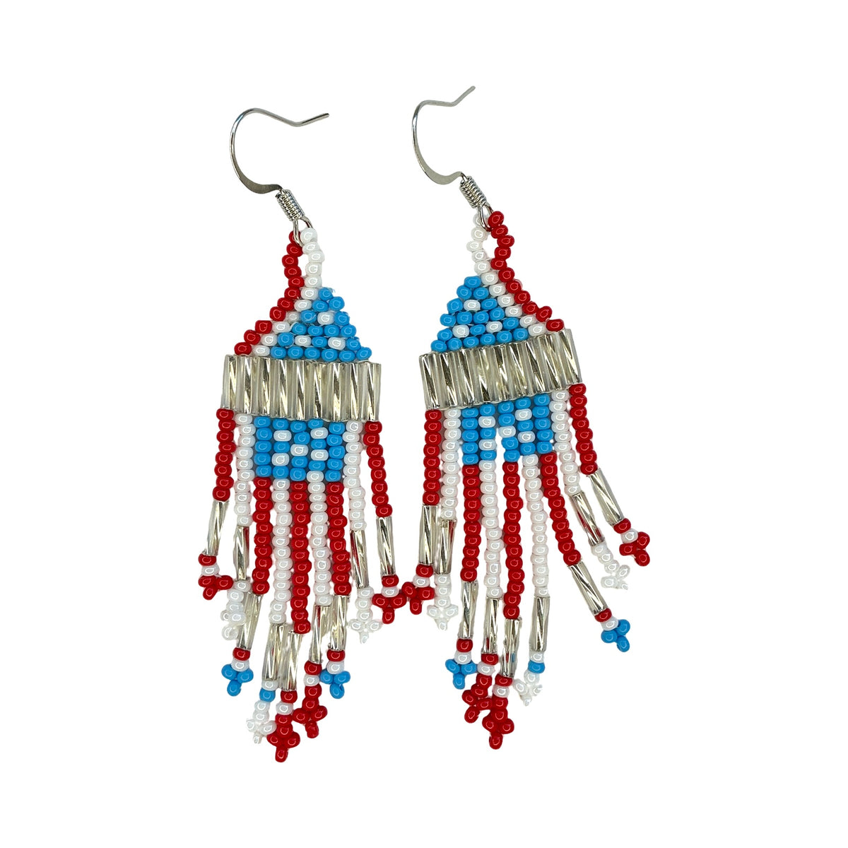 CWT Flat Peyote Stitch Fringe Beaded Earrings