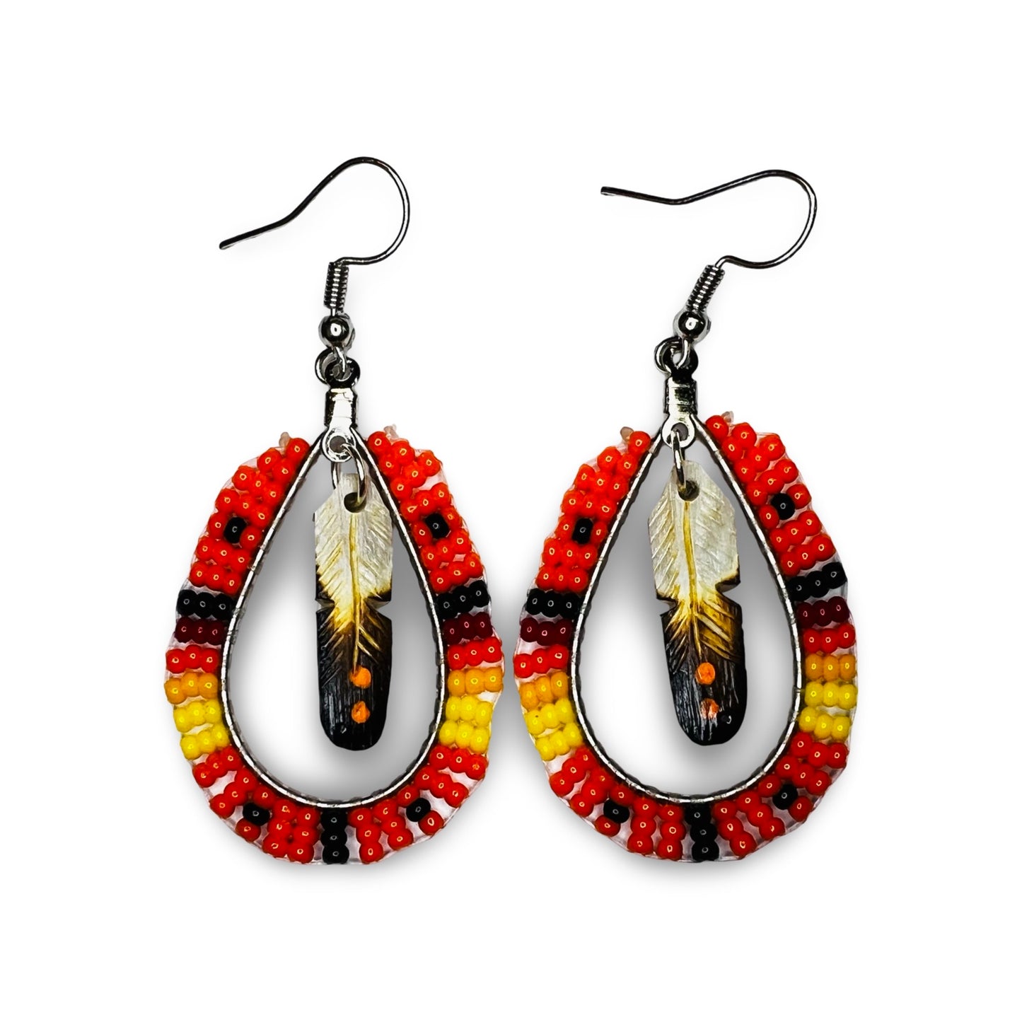 DYH Teardrop w/ Feather Earrings