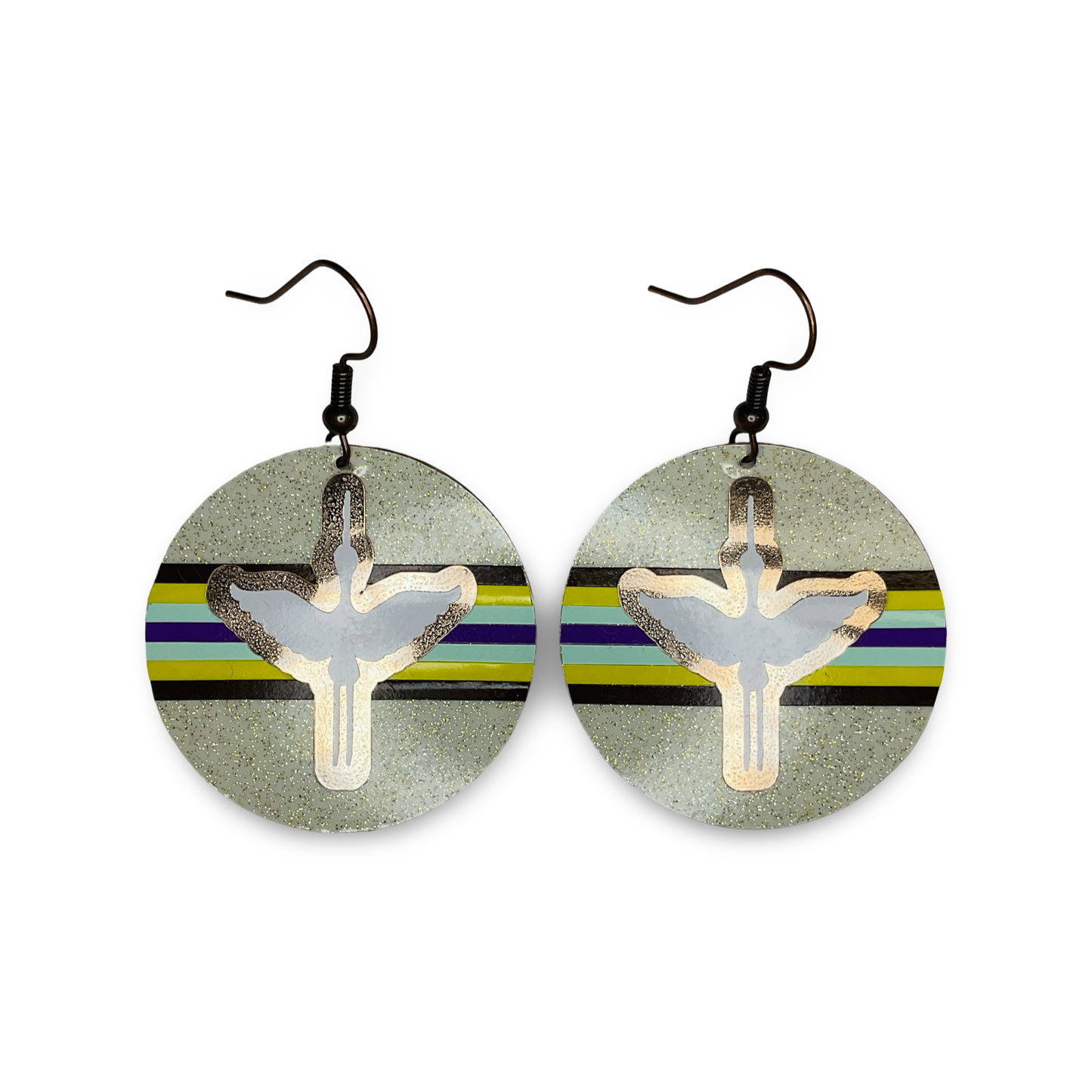 WW Large Round Vinyl on Metal Earrings