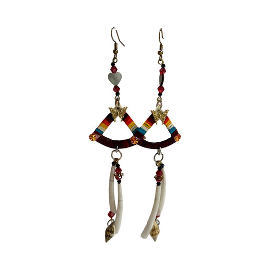 SG Quill & Dentalium w/charm Earrings