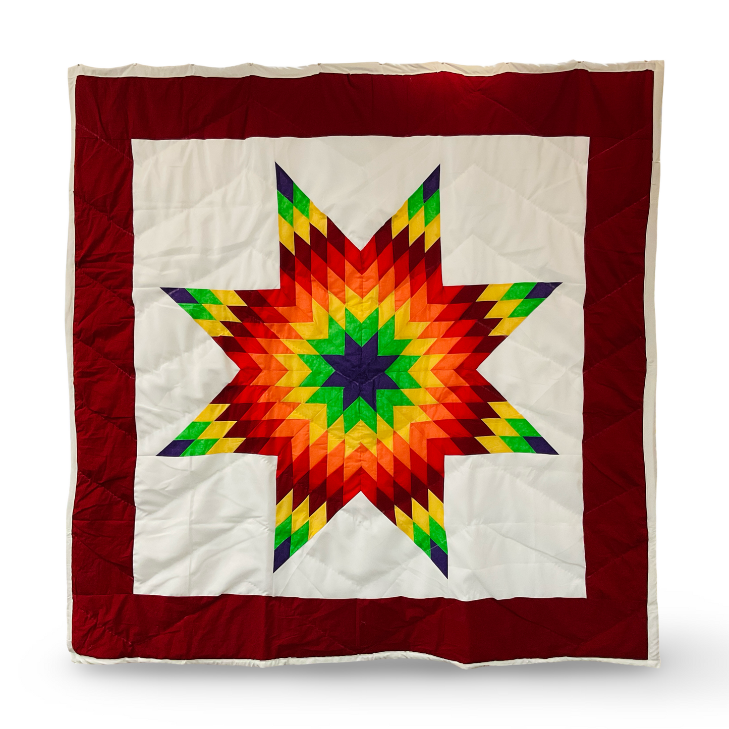 KHP White/Rainbow Queen Star Quilt