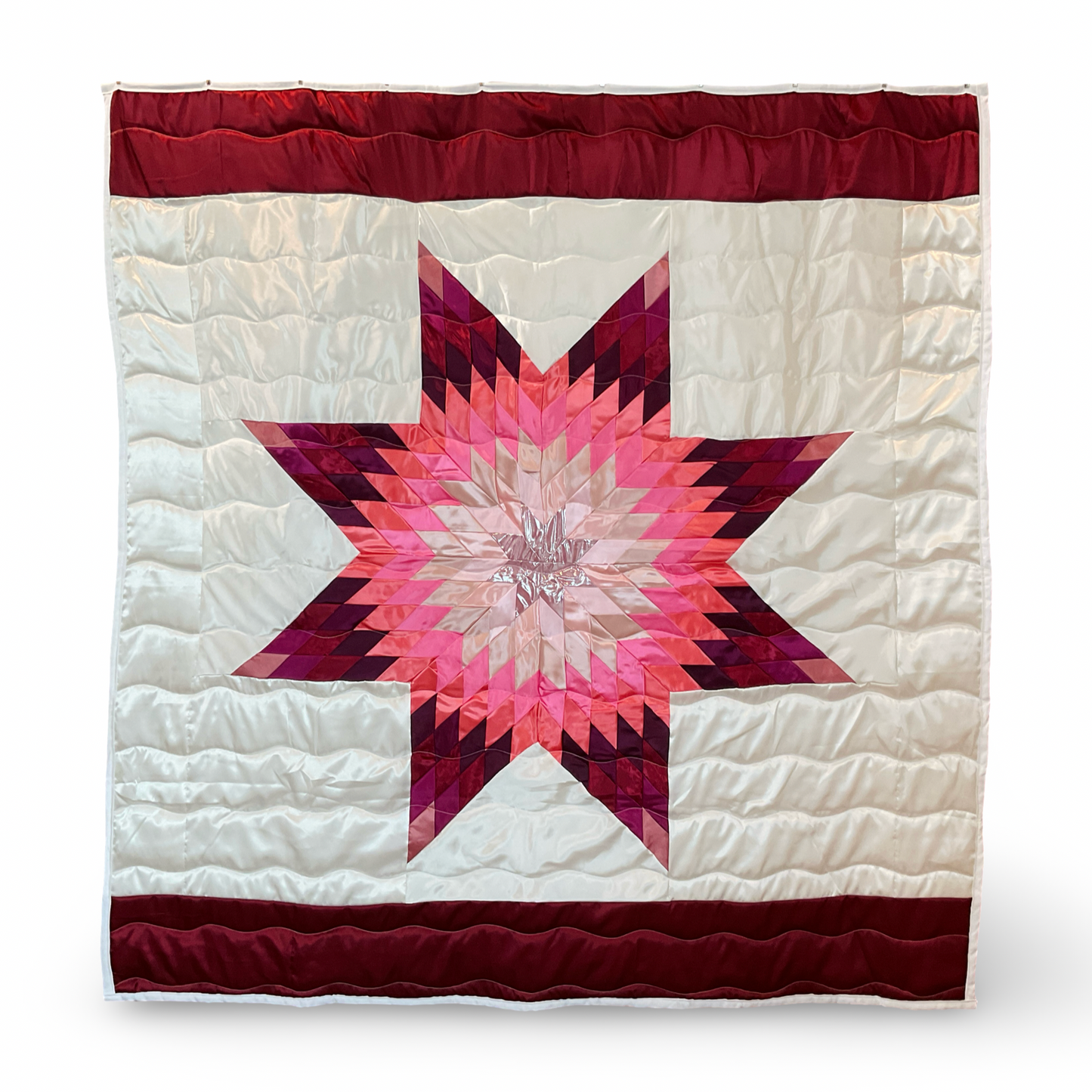 KIC Shiny Pink Queen Satin Star Quilt