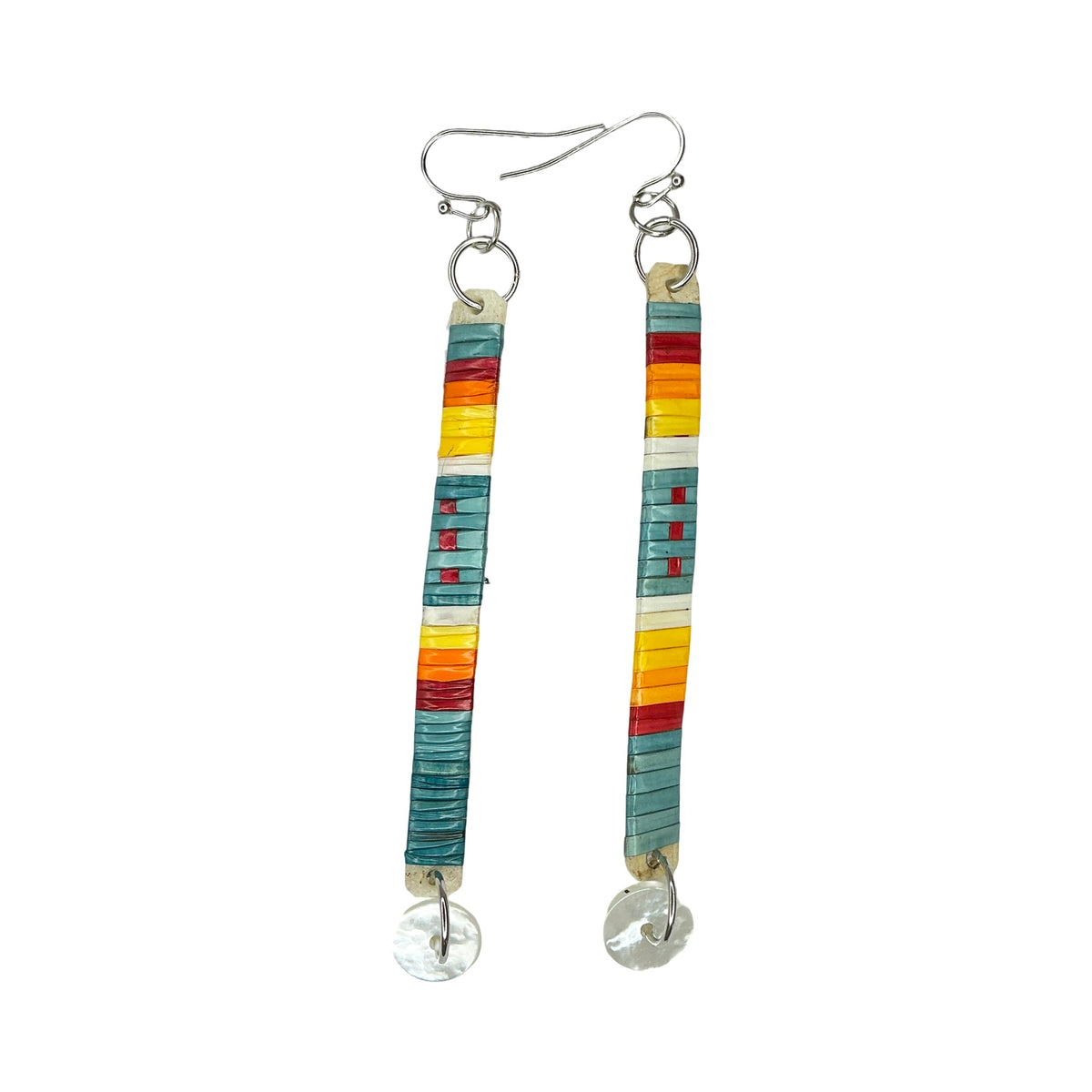 CRC Slat Mini Circle Abalone Quill Earrings